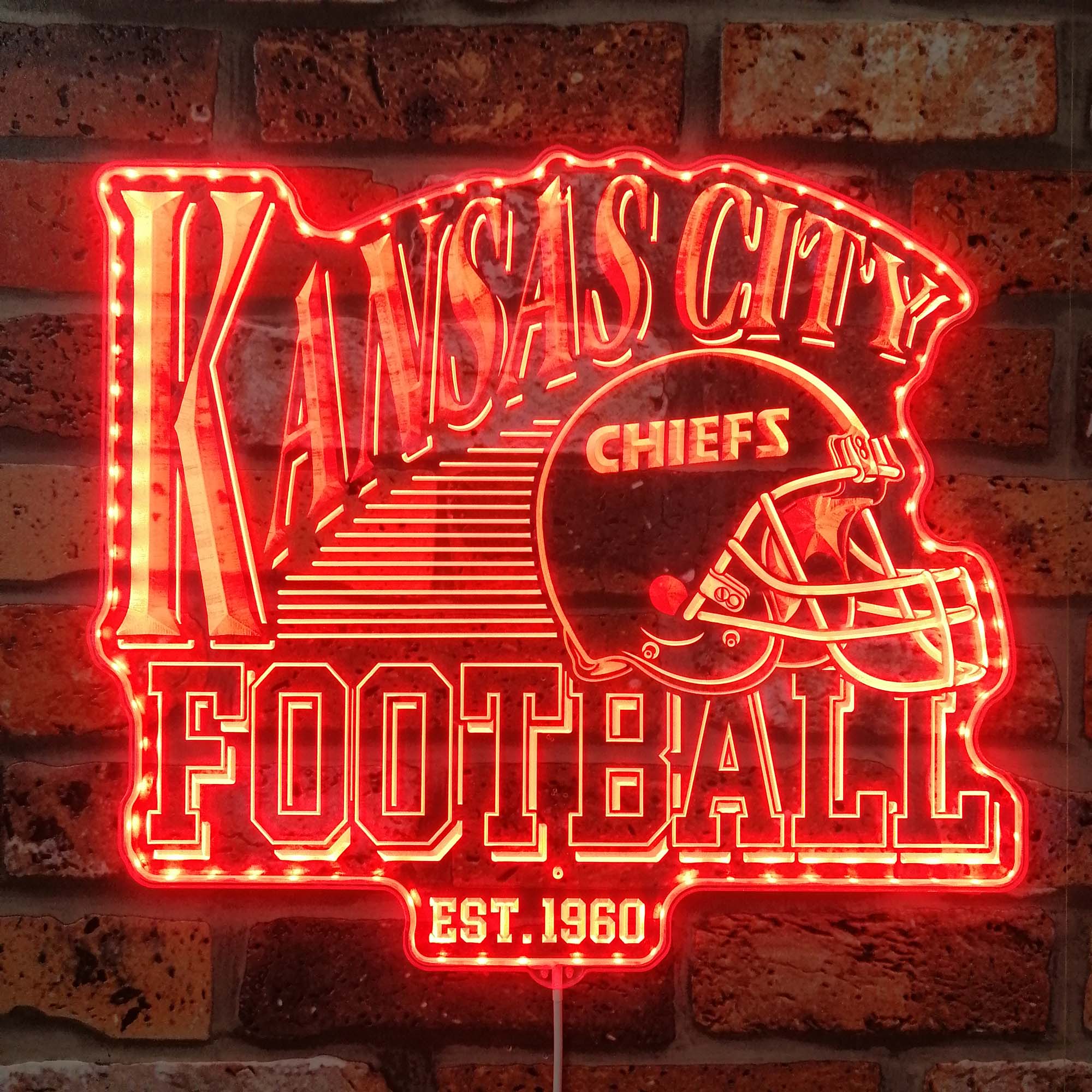 Kansas City Chiefs football Dynamic RGB Edge Lit LED Sign