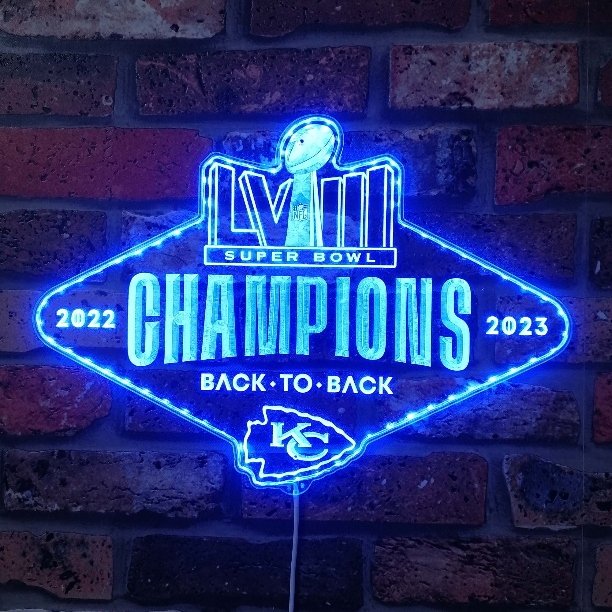 Kansas City Chiefs Back to Back Dynamic RGB Edge Lit LED Sign