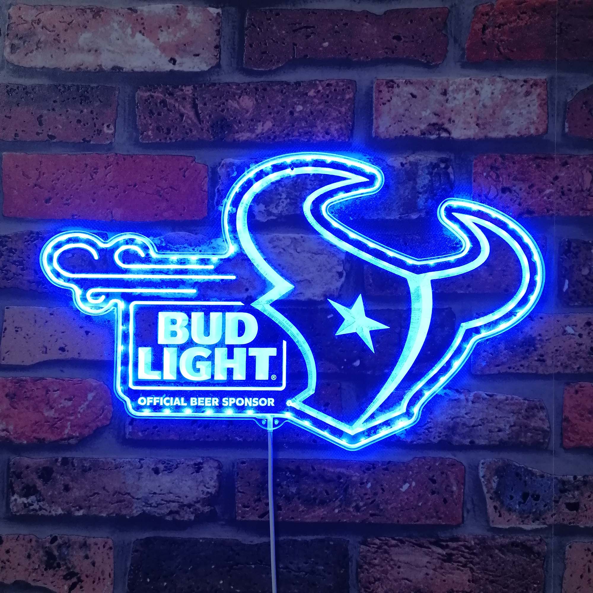 Houston Texans bud light Dynamic RGB Edge Lit LED Sign