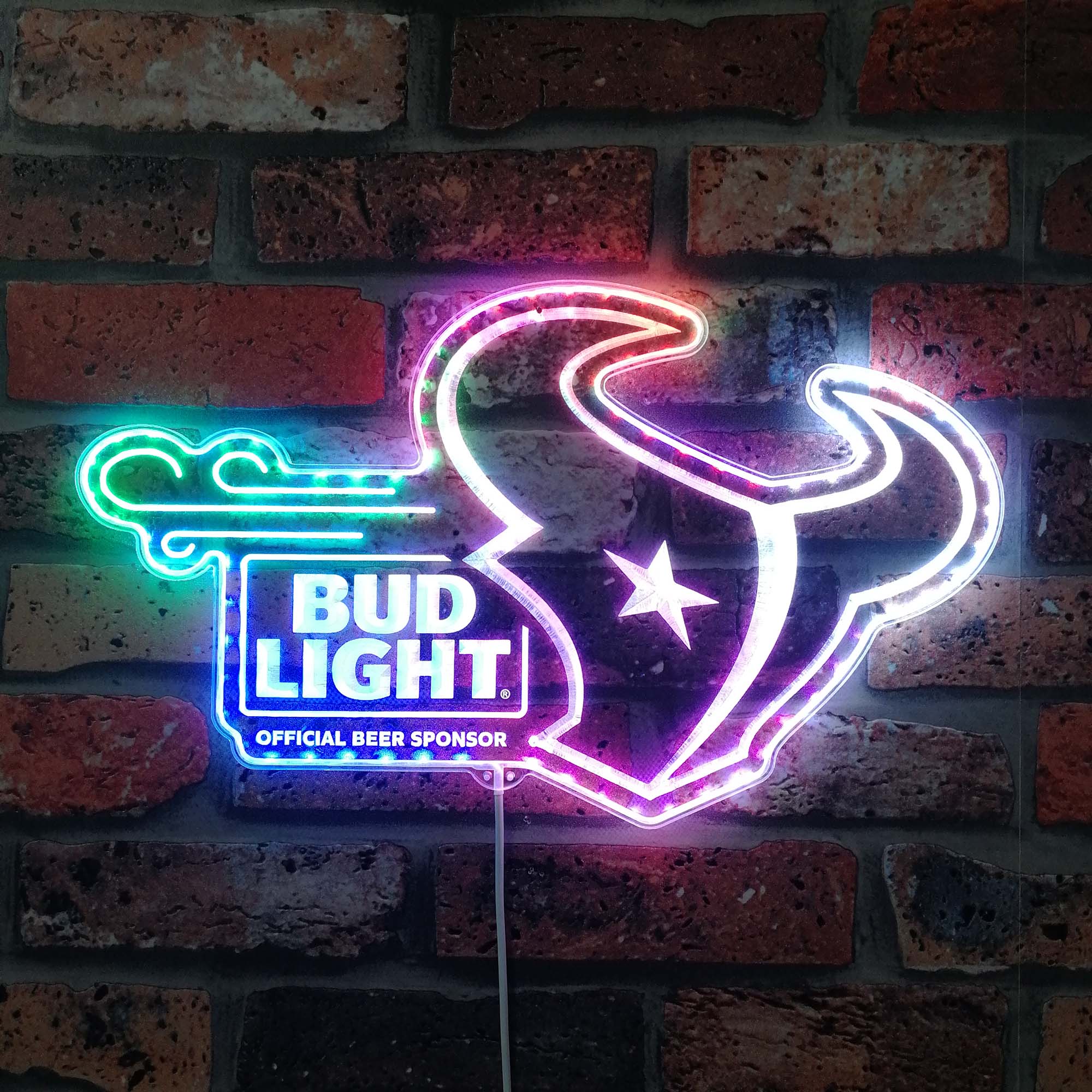 Houston Texans bud light Dynamic RGB Edge Lit LED Sign