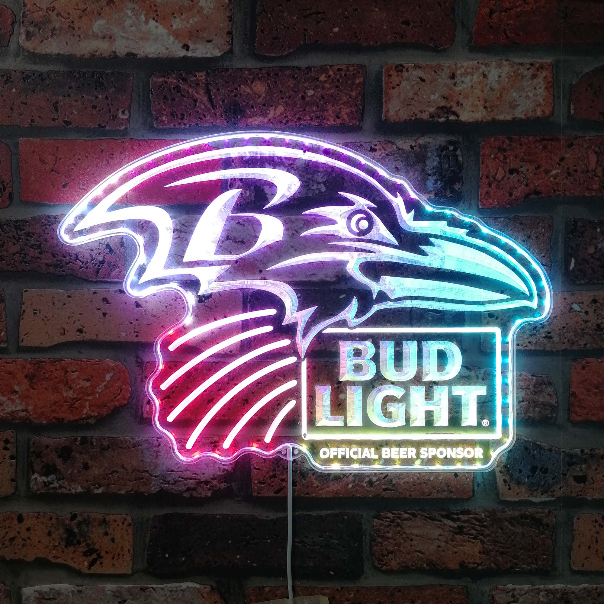 Bud Light & Baltimore Ravens Dynamic RGB Edge Lit LED Sign