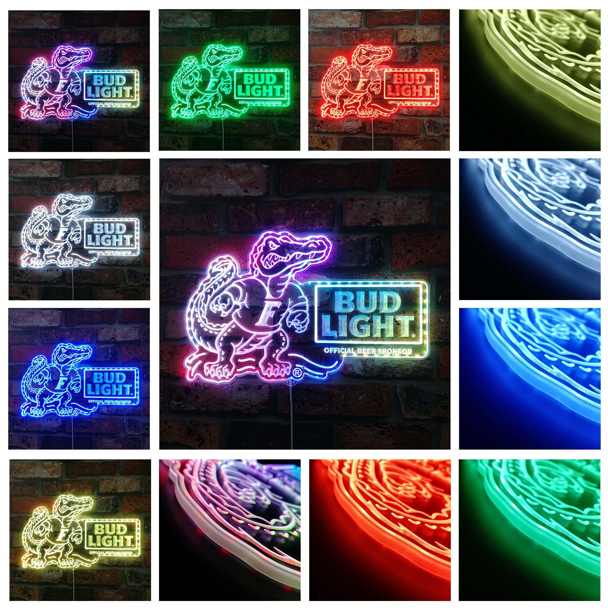 Bud Light & Florida Gators Dynamic RGB Edge Lit LED Sign