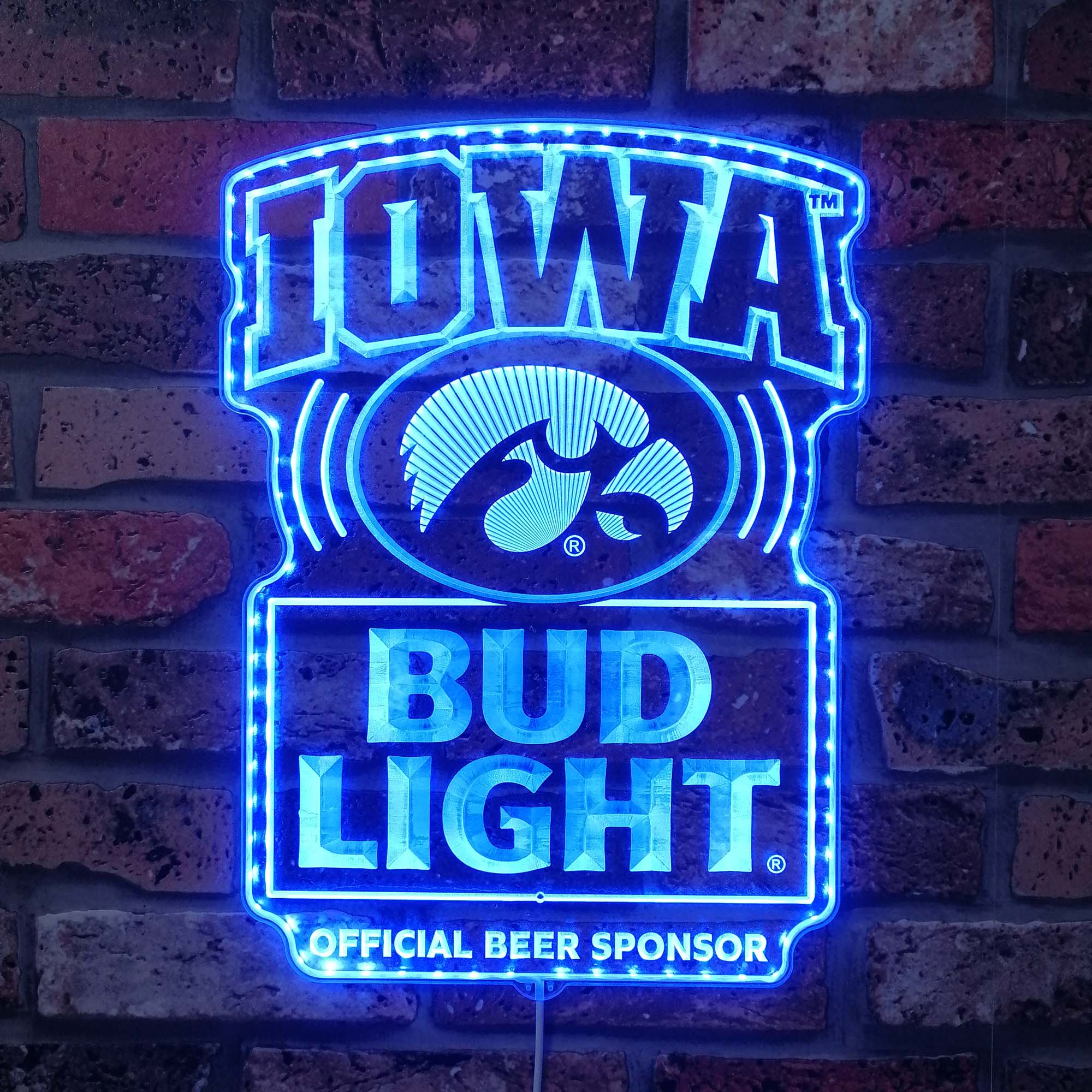 Bud Light & University of Iowa Hawkeyes Dynamic RGB Edge Lit LED Sign