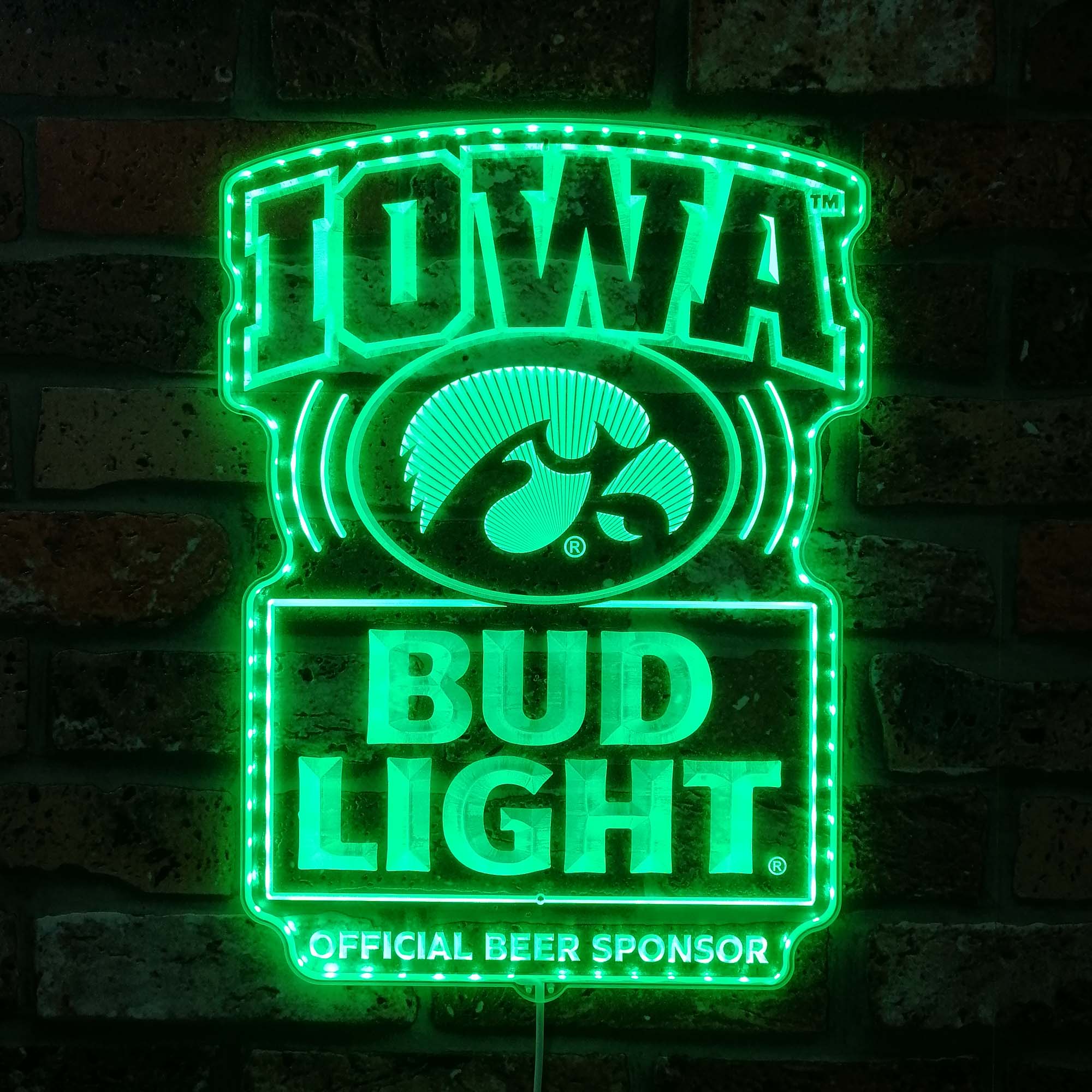 Bud Light & University of Iowa Hawkeyes Dynamic RGB Edge Lit LED Sign