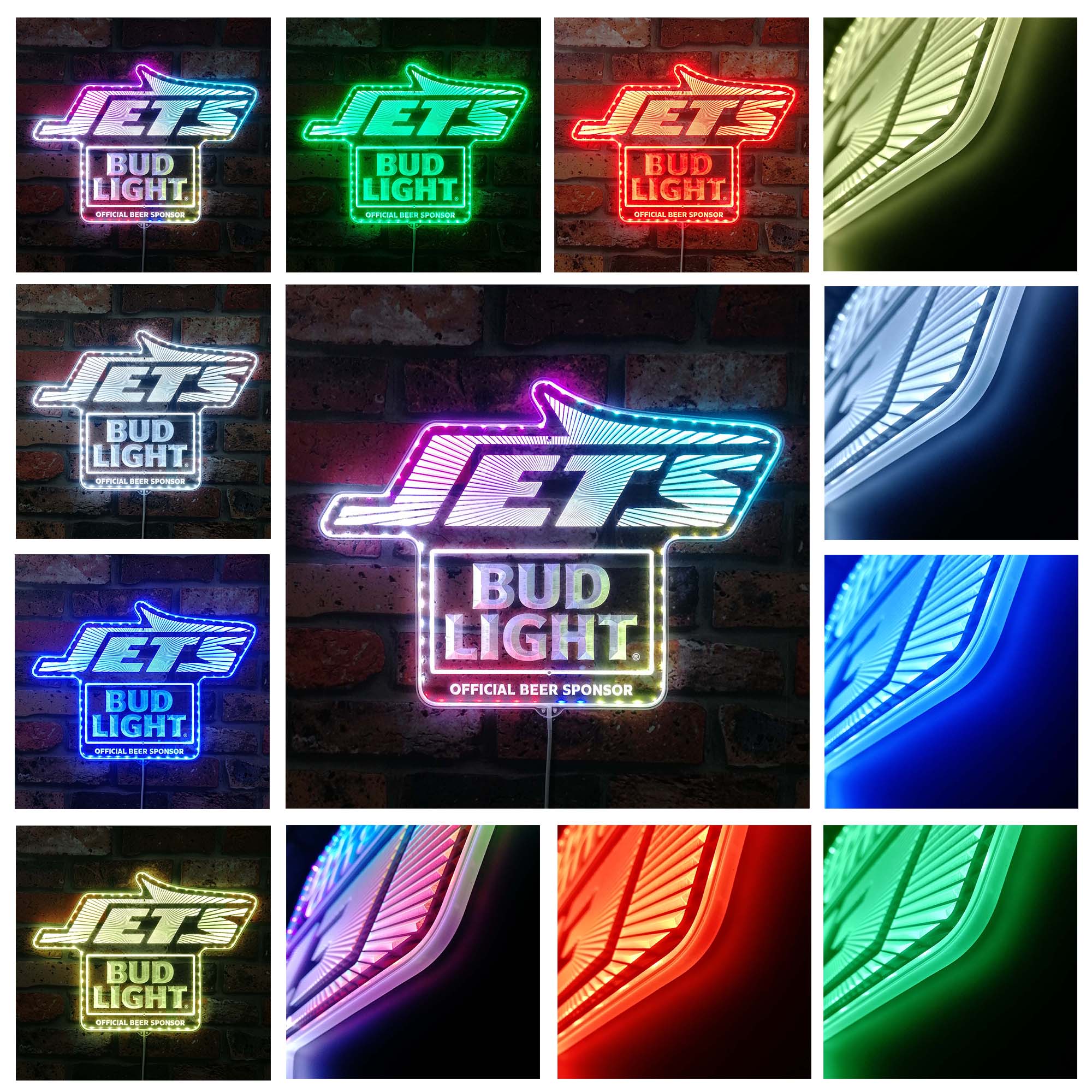 Bud Light New York Jets Dynamic RGB Edge Lit LED Sign