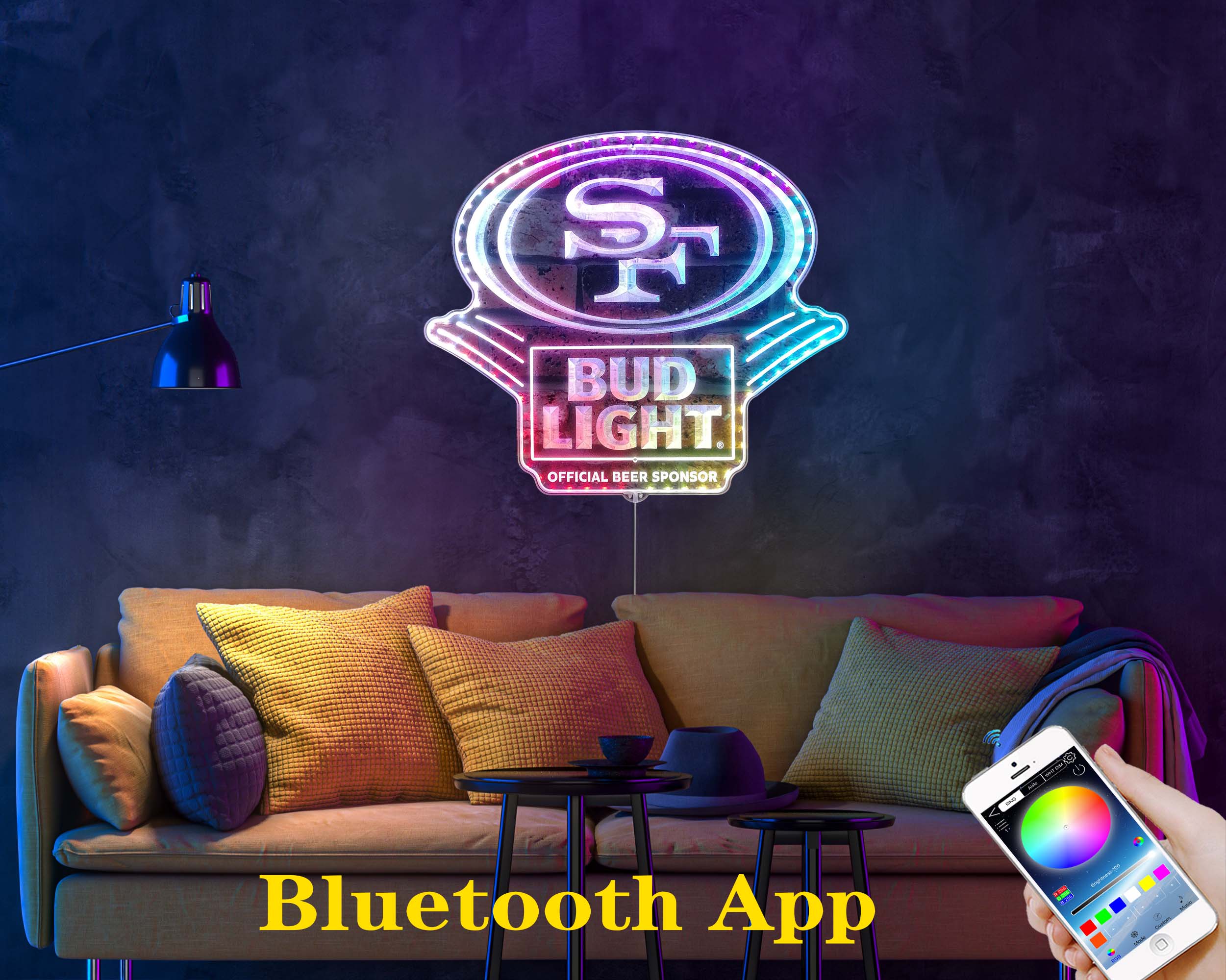 Bud Light & 49ers SF Dynamic RGB Edge Lit LED Sign