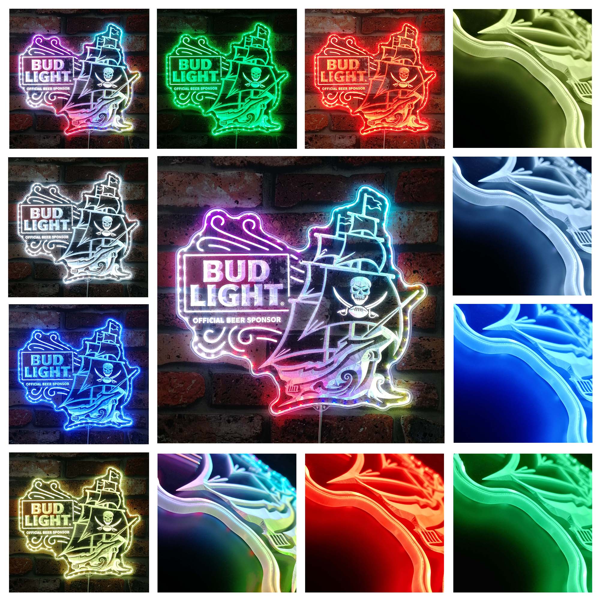 Bud Light & Tampa Bay Buccaneers Dynamic RGB Edge Lit LED Sign