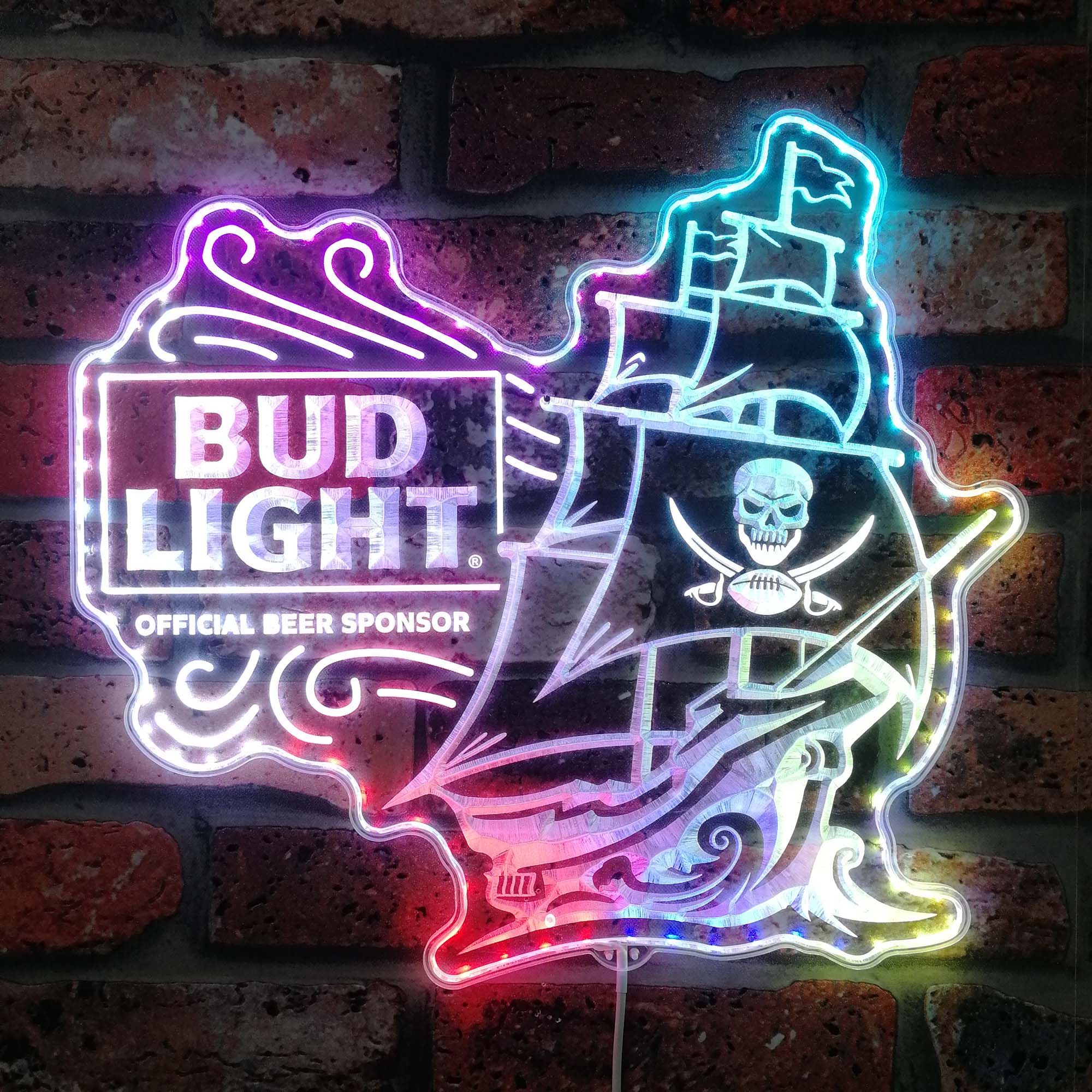 Bud Light & Tampa Bay Buccaneers Dynamic RGB Edge Lit LED Sign