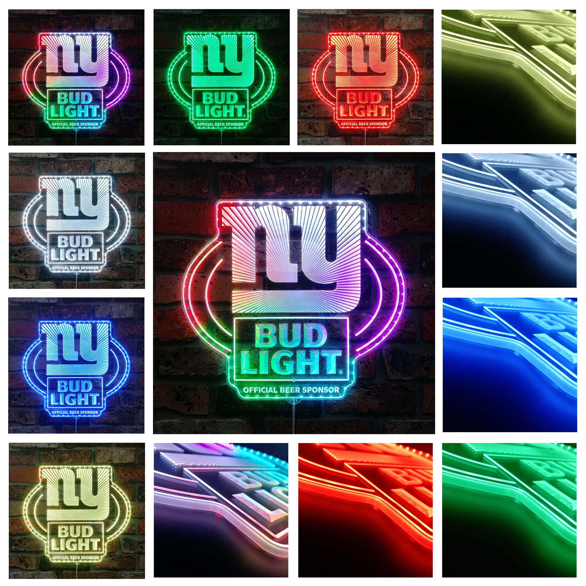 Bud Light & New York Giants Dynamic RGB Edge Lit LED Sign