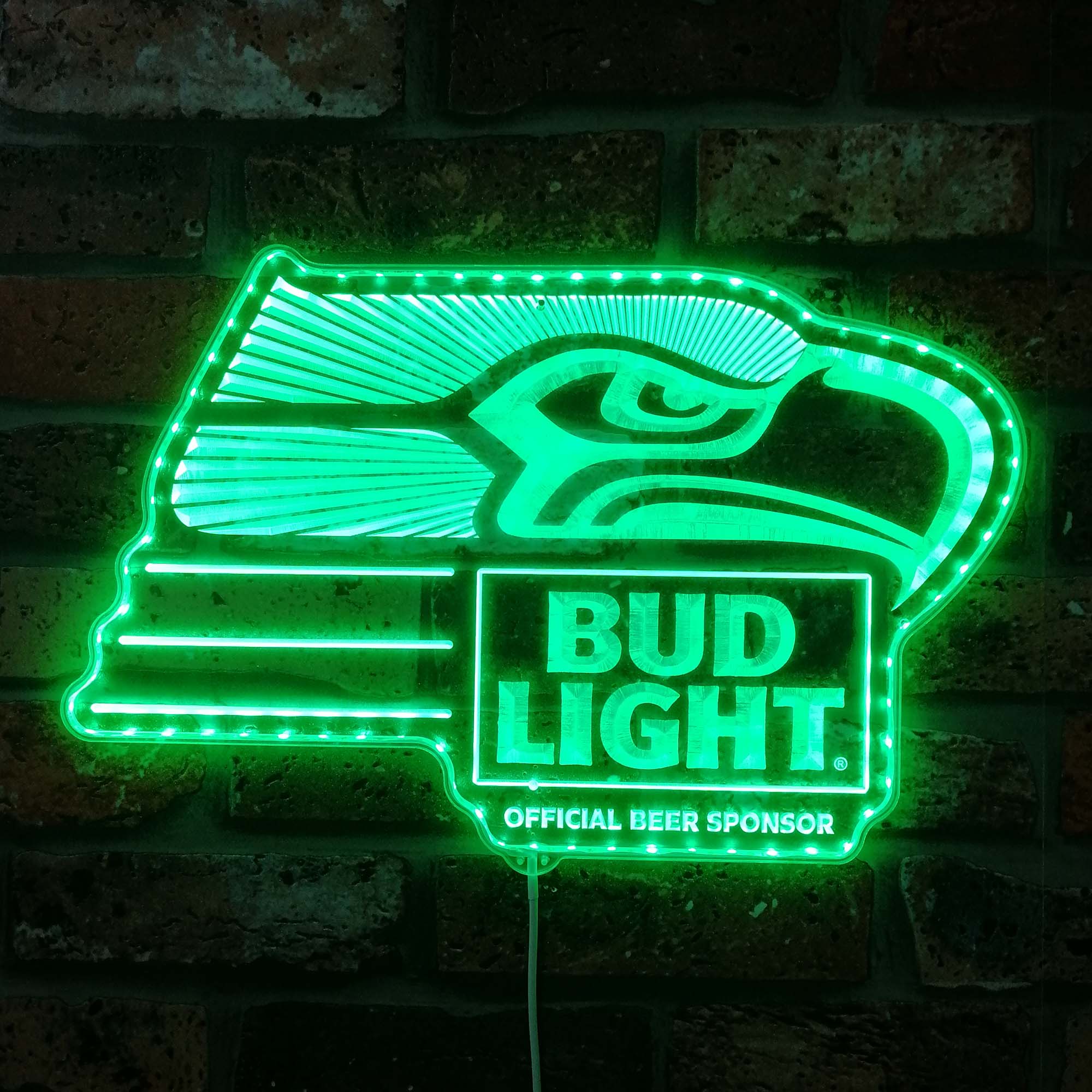 Bud Light & Seattle Seahawks Dynamic RGB Edge Lit LED Sign