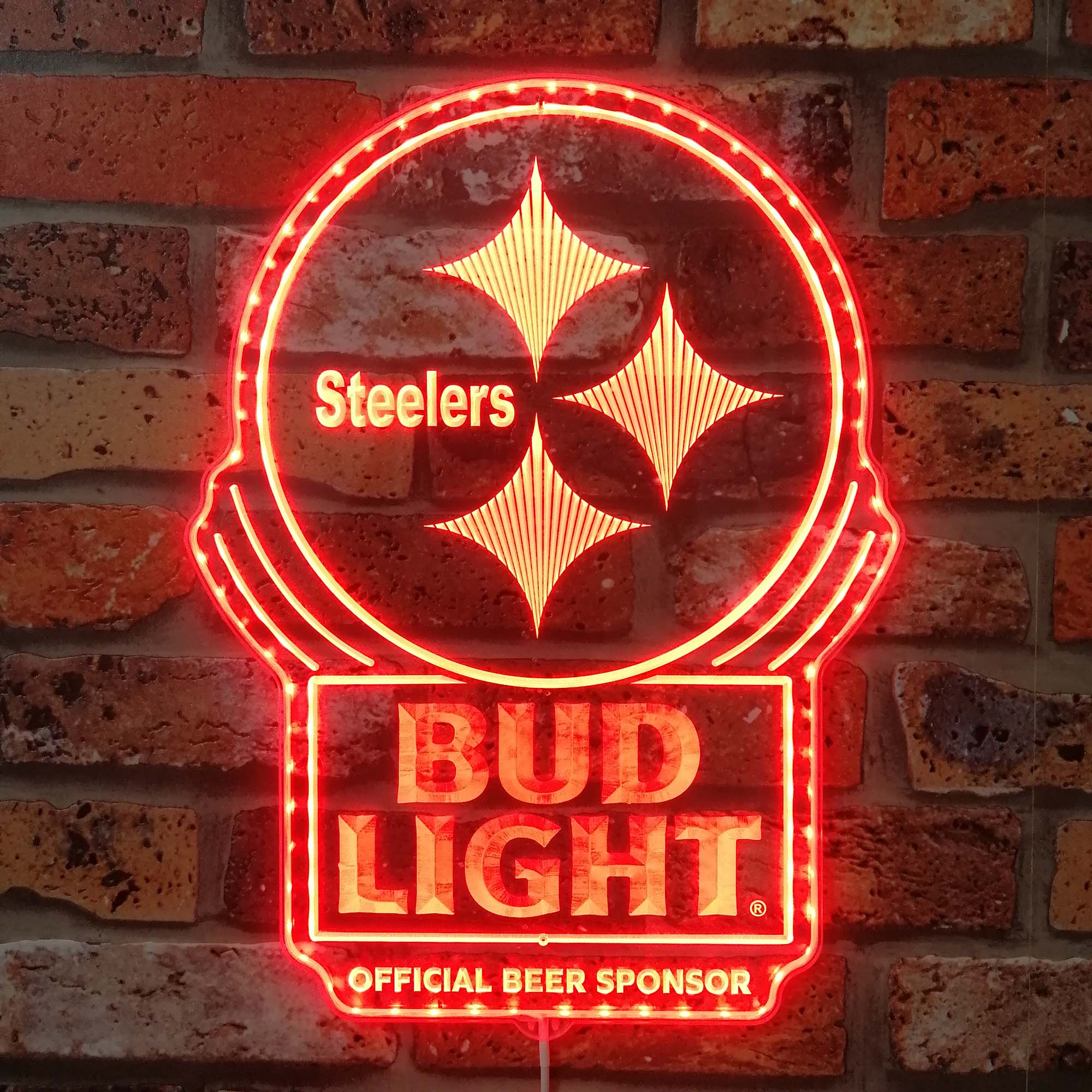 Bud Light & Pittsburgh Steelers Dynamic RGB Edge Lit LED Sign