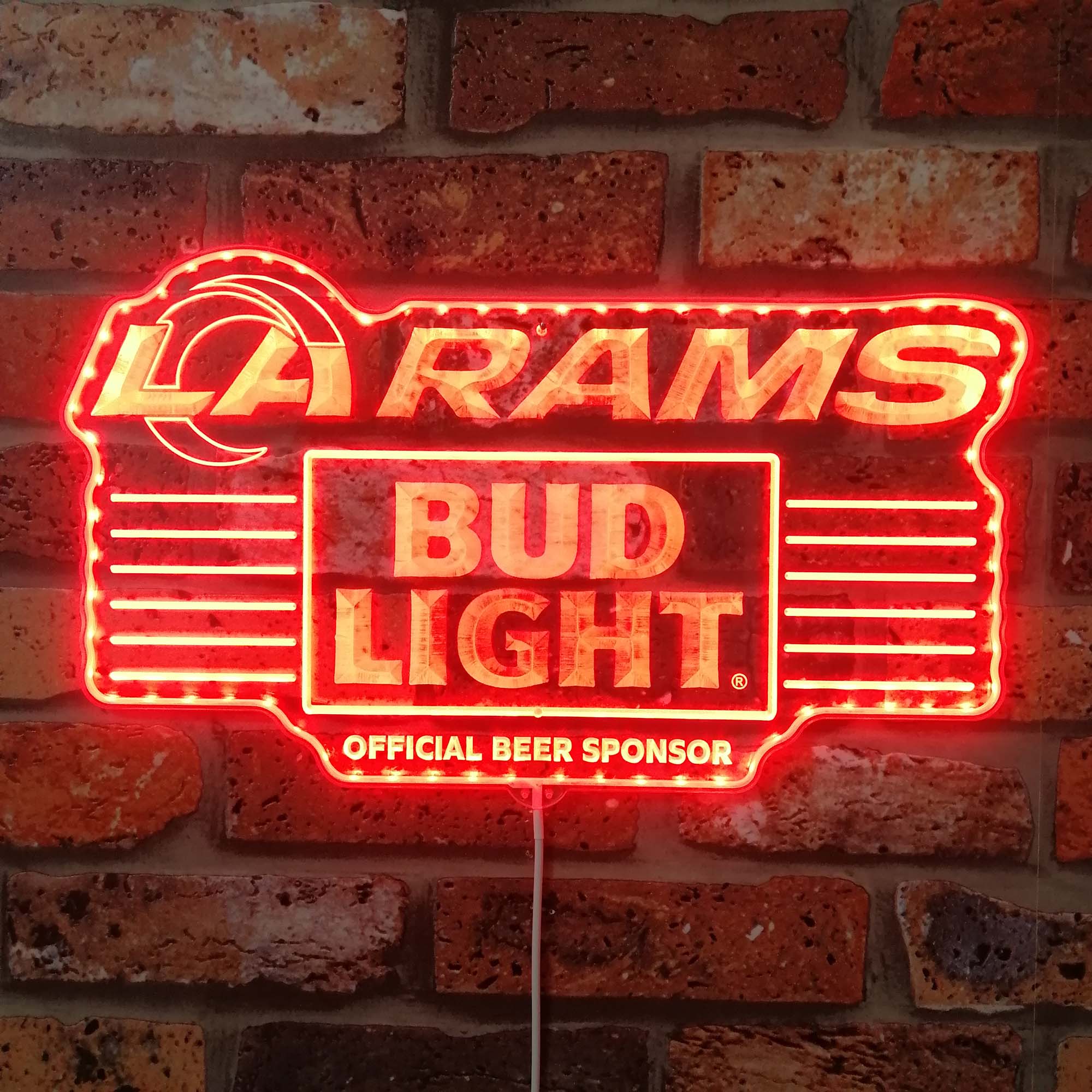 Bud Light Los Angeles Rams Dynamic RGB Edge Lit LED Sign