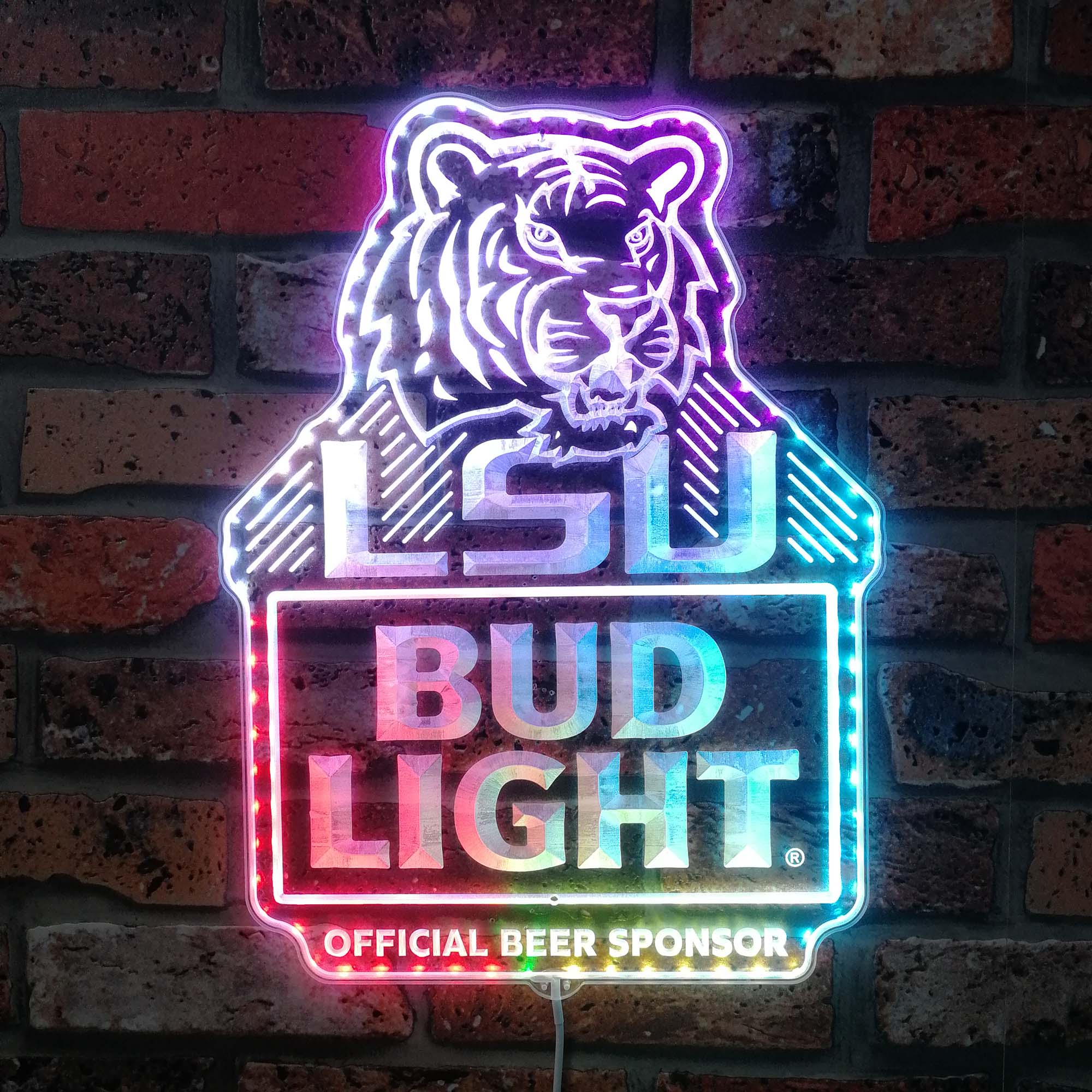 Bud Light LSU Tigers Dynamic RGB Edge Lit LED Sign