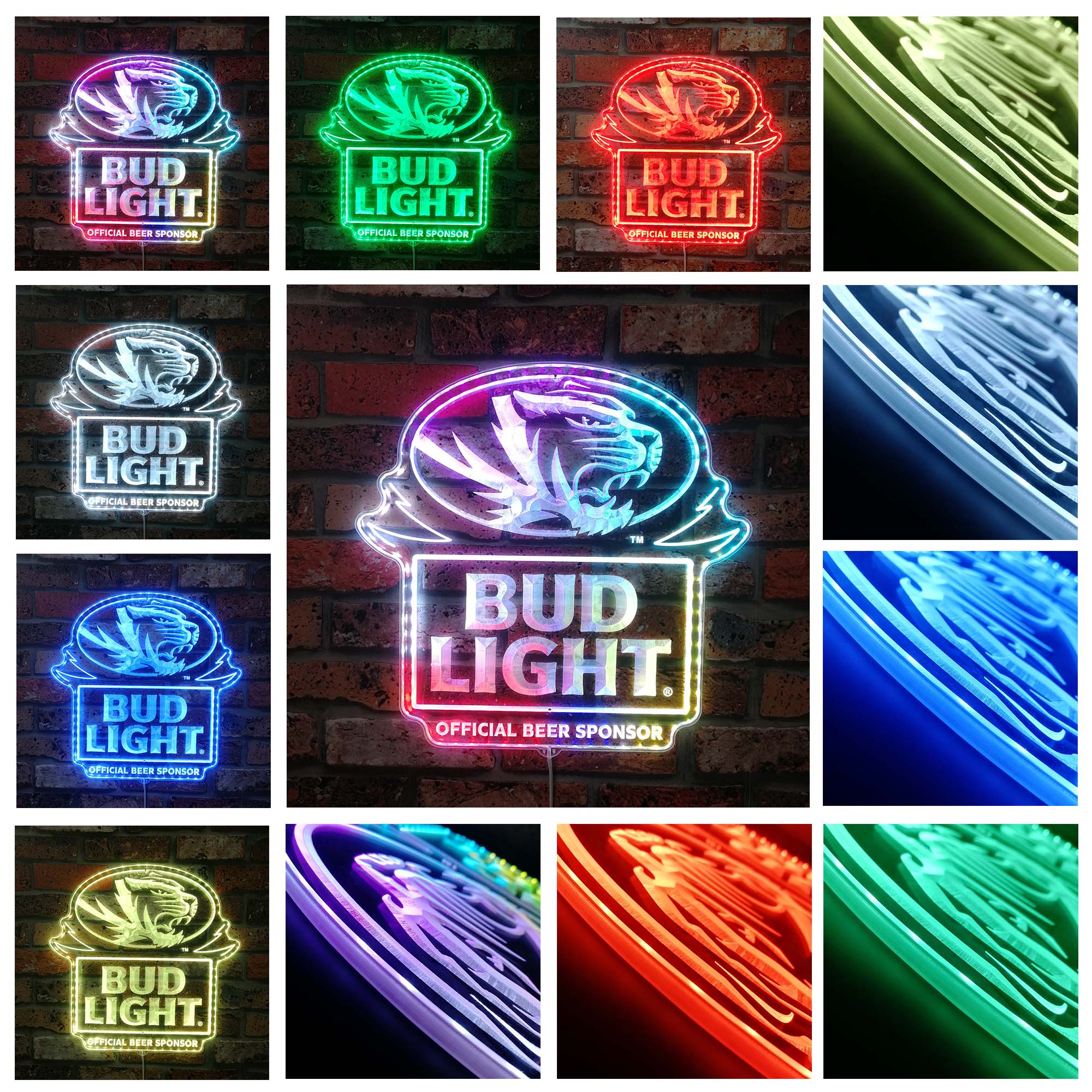 Bud Light Missouri Tigers Dynamic RGB Edge Lit LED Sign