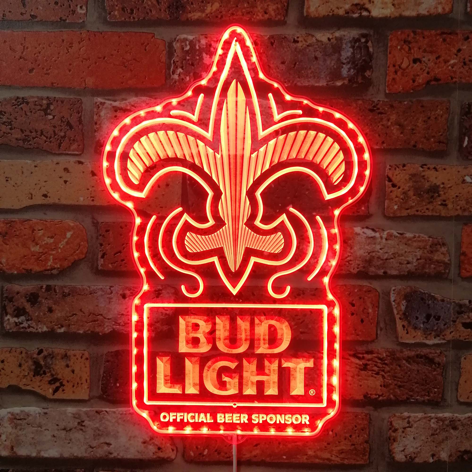 Bud Light New Orleans Saints Dynamic RGB Edge Lit LED Sign