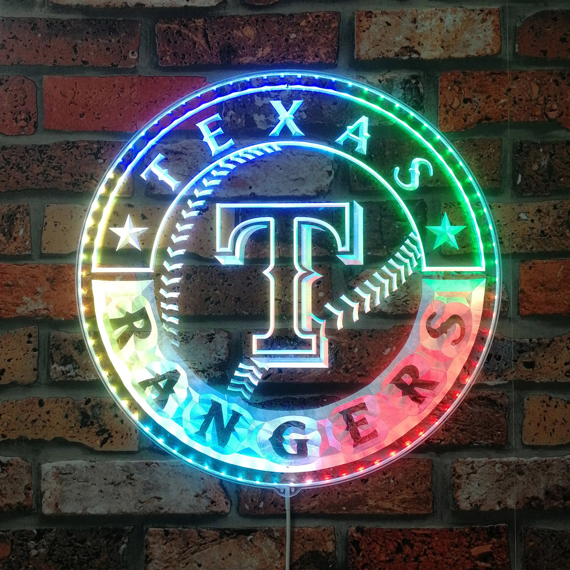 Texas Rangers Alternate Logo Dynamic RGB Edge Lit LED Sign