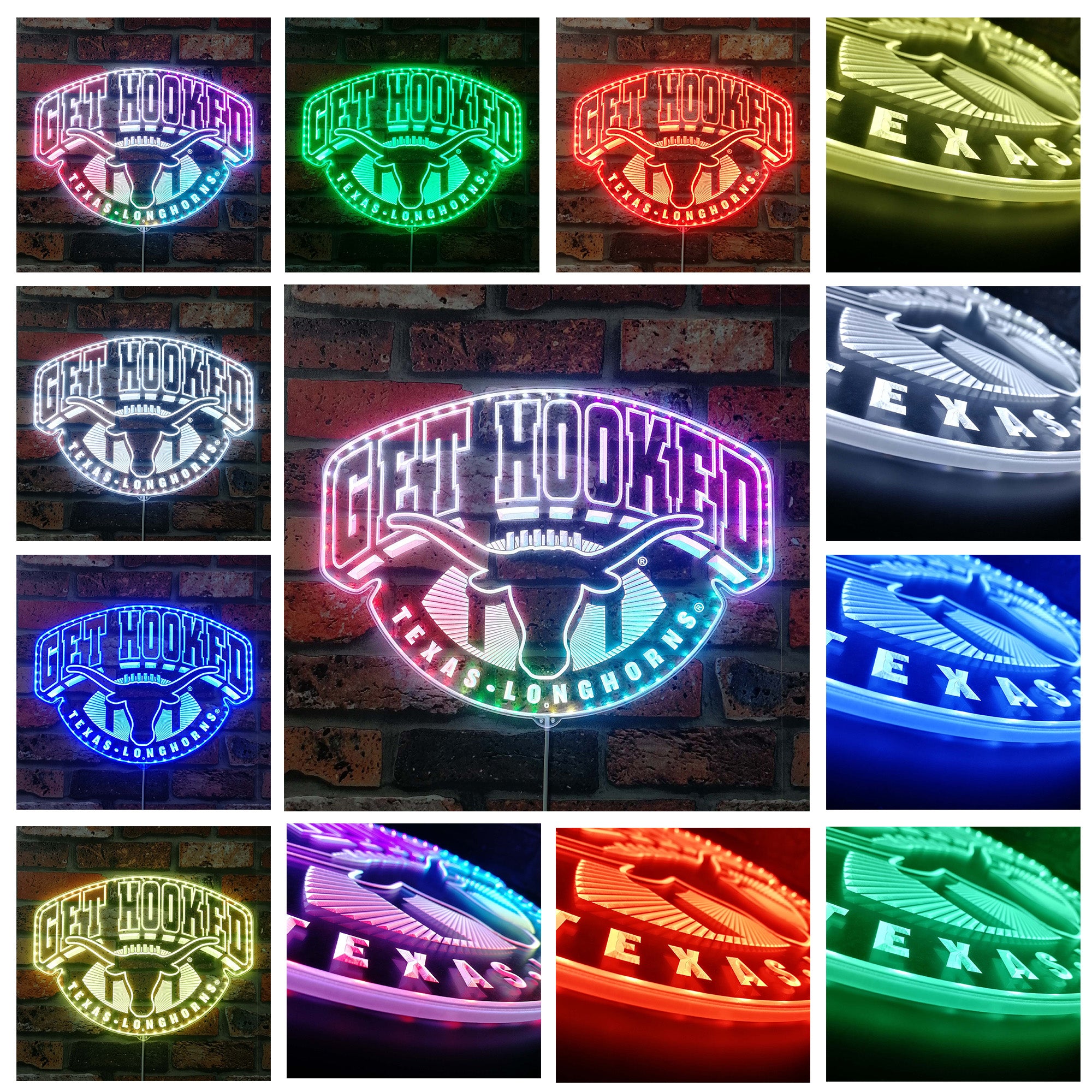 Texas Longhorn Dynamic RGB Edge Lit LED Sign