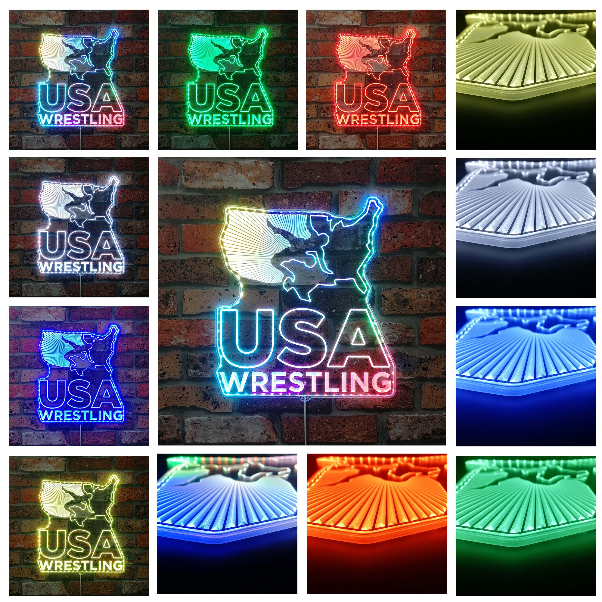 USA Wrestling Neon Dynamic RGB Edge Lit LED Sign