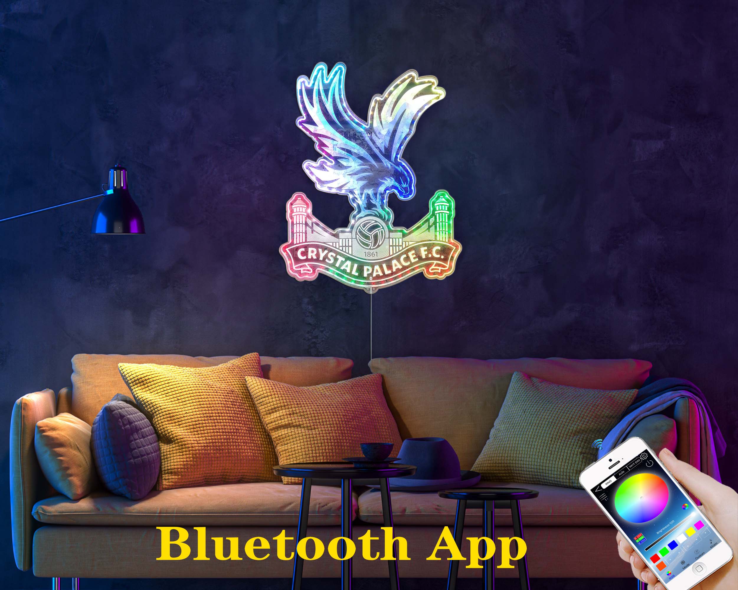 Crystal Palace FC  Neon LED Sign with Dynamic RGB Colors