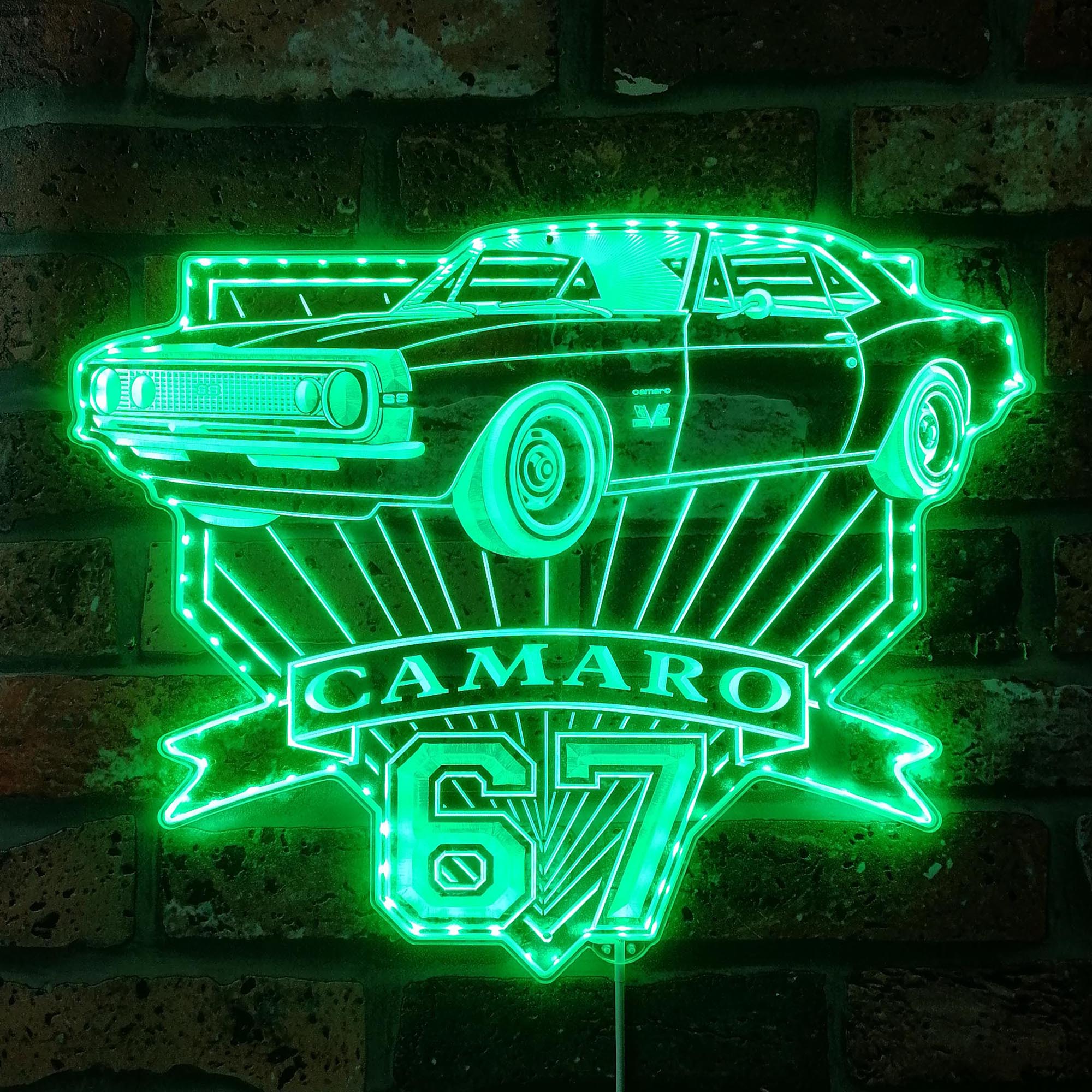 1967 Camaro SS blueprint Dynamic RGB Edge Lit LED Sign