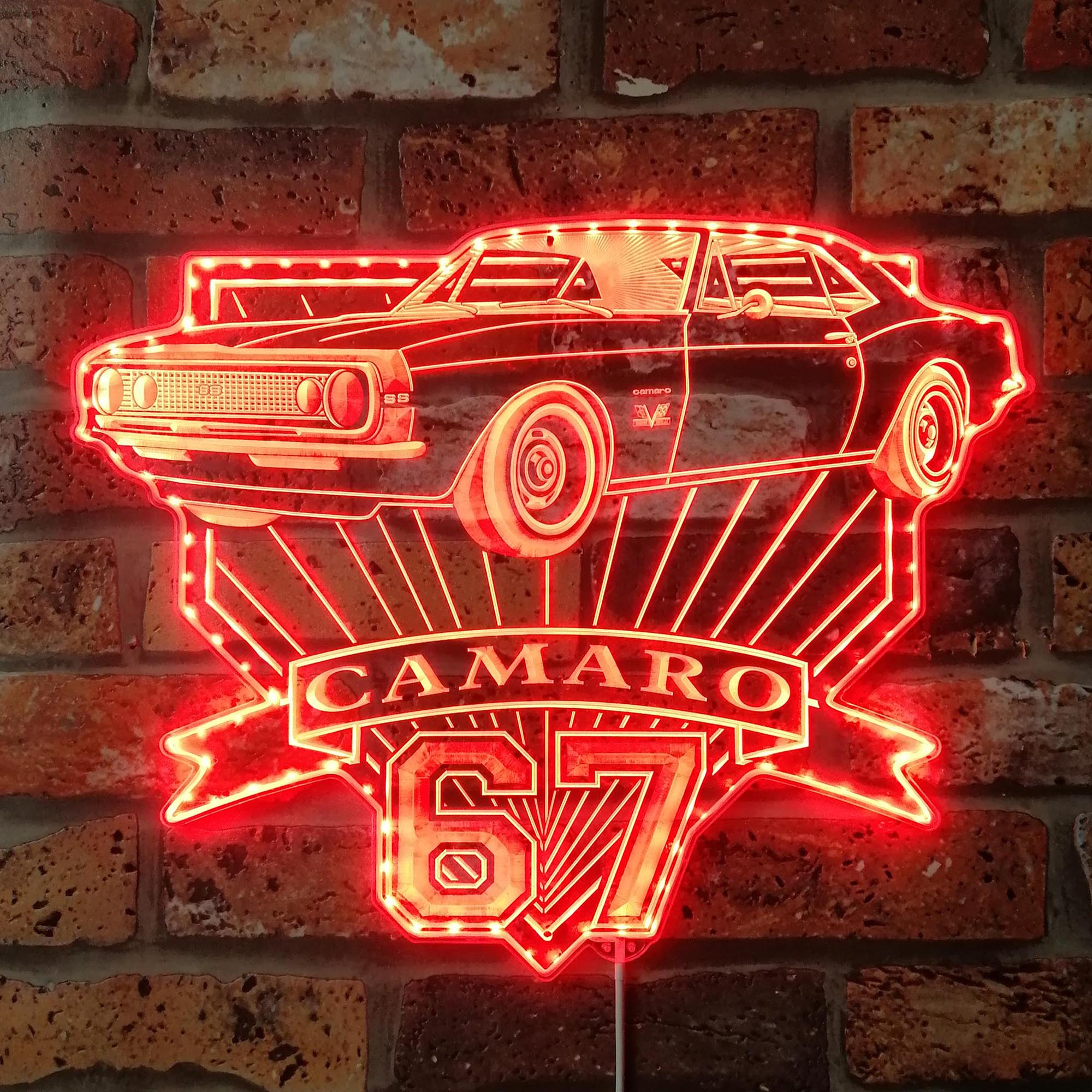 1967 Camaro SS blueprint Dynamic RGB Edge Lit LED Sign