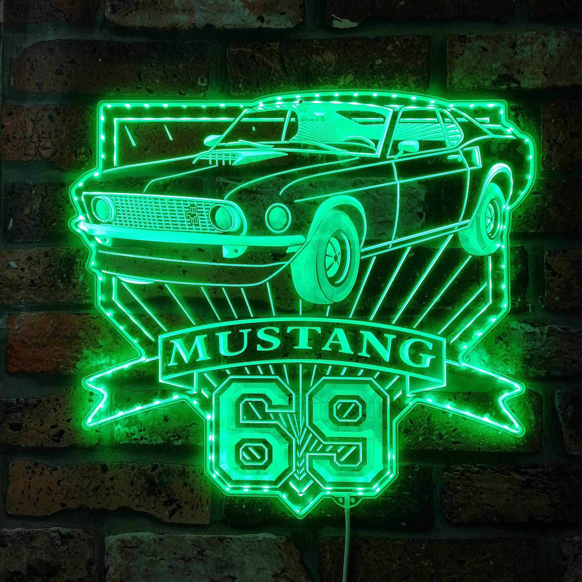 1969 ford-mustang mach 1 351 Dynamic RGB Edge Lit LED Sign