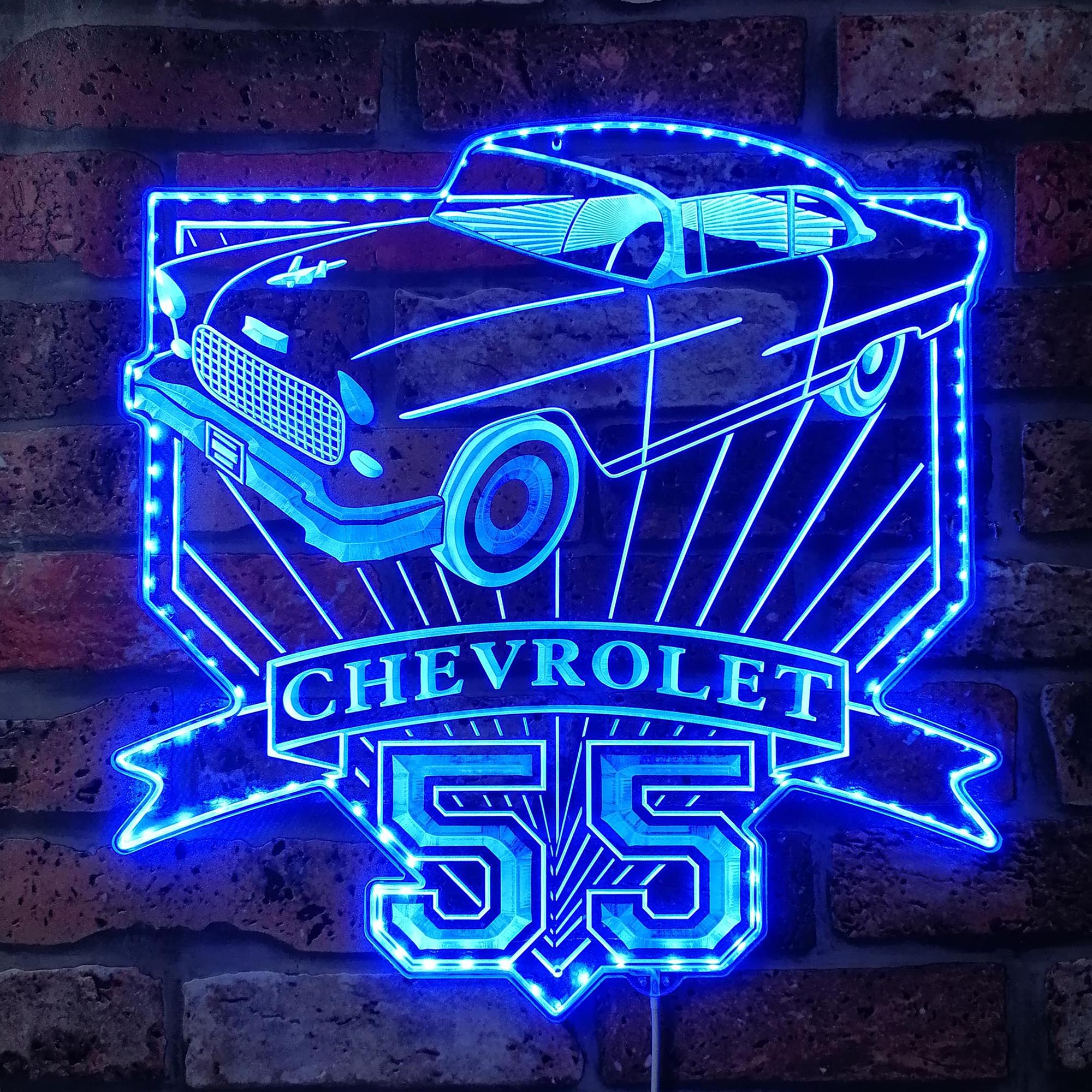 Chevrolet bel air 1955 coupe Dynamic RGB Edge Lit LED Sign