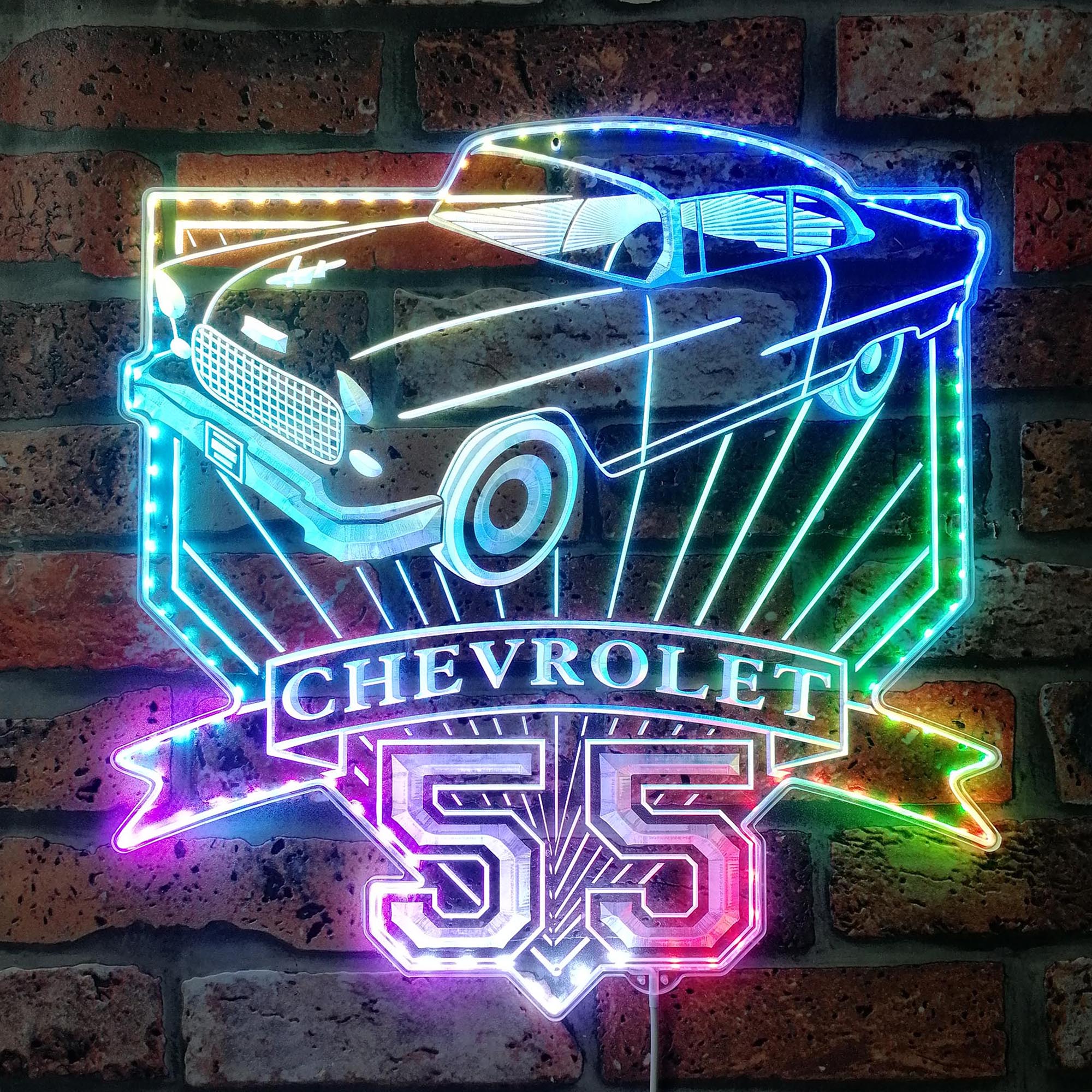 Chevrolet bel air 1955 coupe Dynamic RGB Edge Lit LED Sign