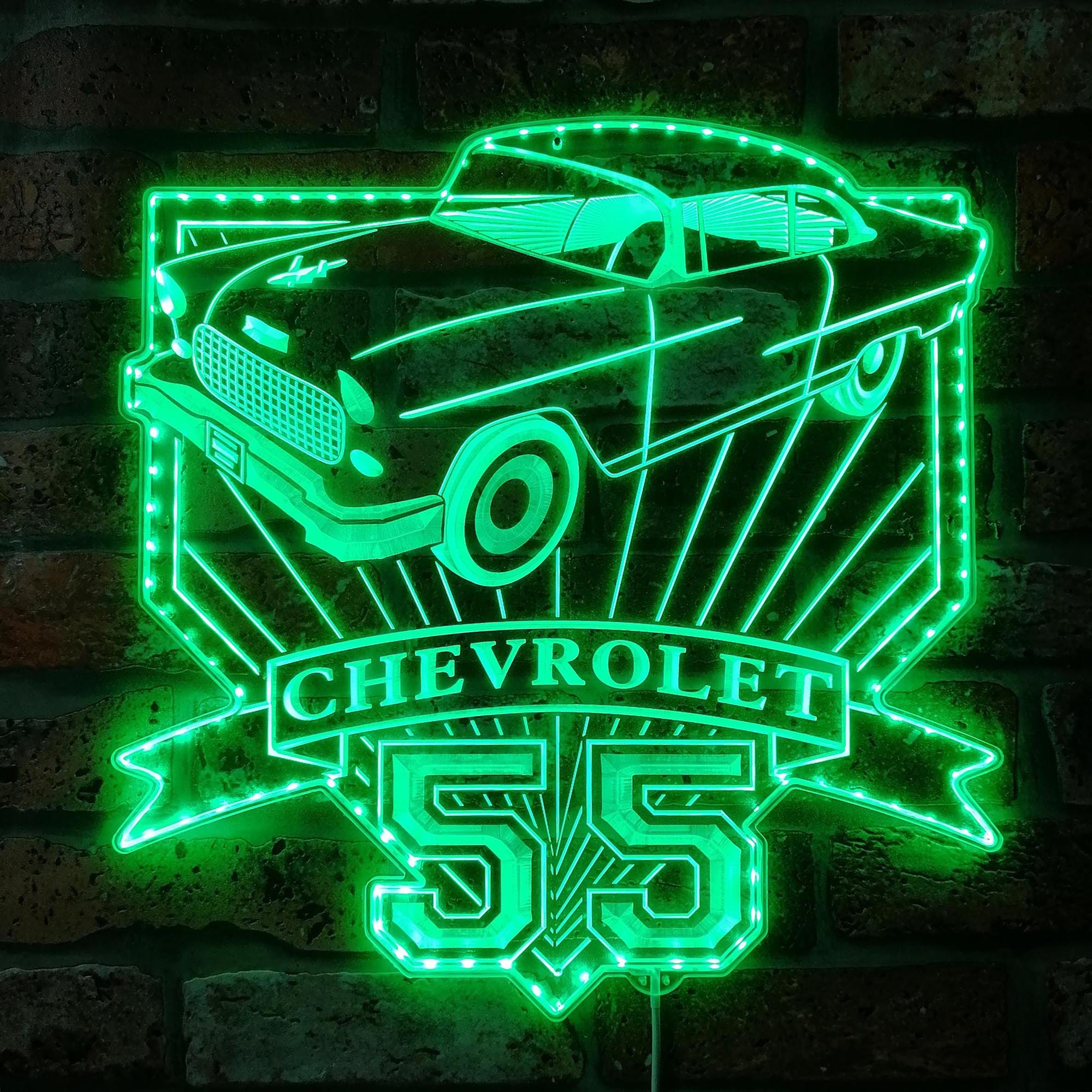 Chevrolet bel air 1955 coupe Dynamic RGB Edge Lit LED Sign