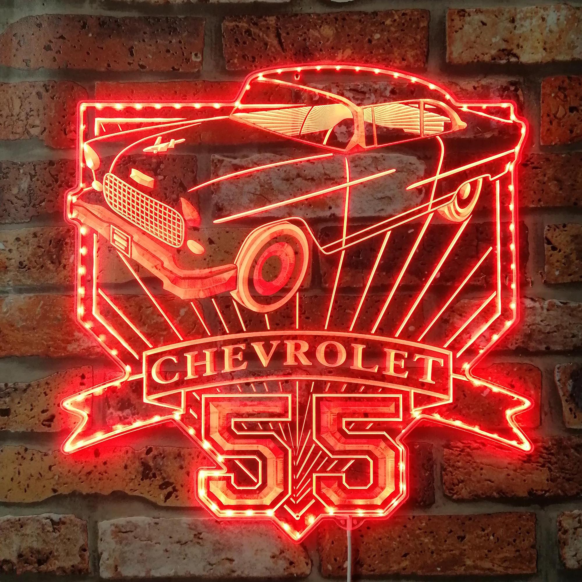 Chevrolet bel air 1955 coupe Dynamic RGB Edge Lit LED Sign