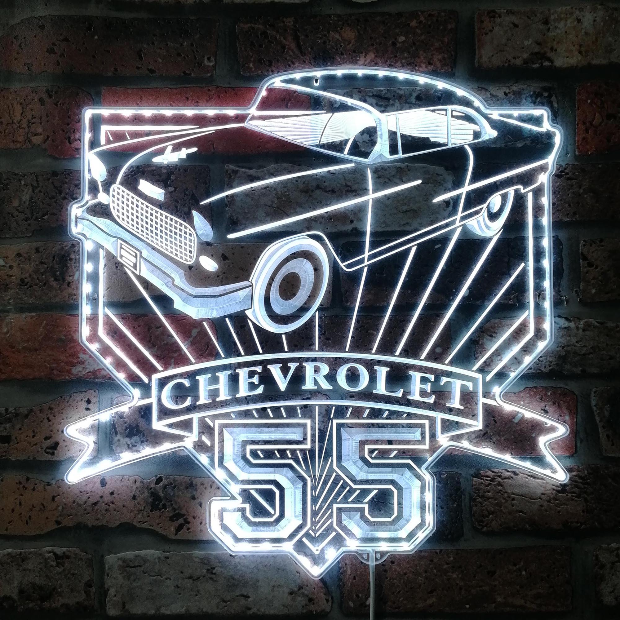 Chevrolet bel air 1955 coupe Dynamic RGB Edge Lit LED Sign