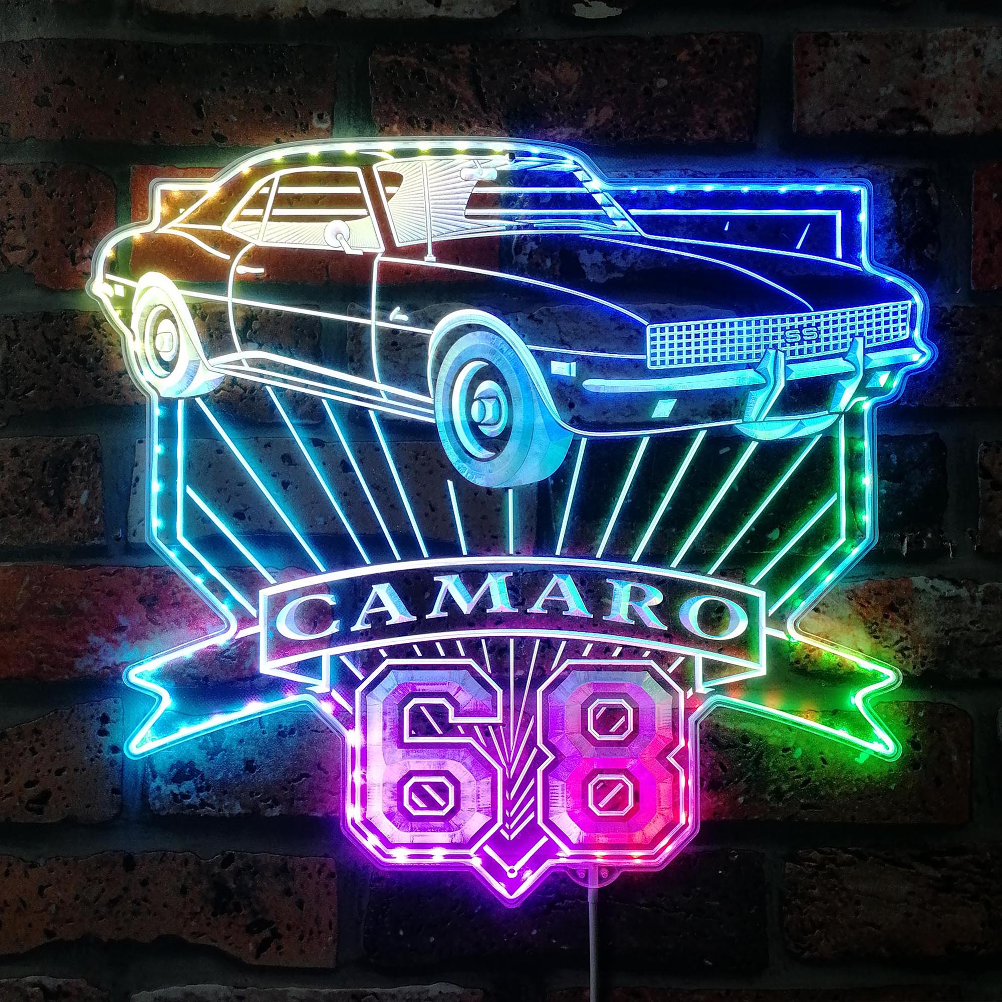 Chevrolet camaro 1968 Dynamic RGB Edge Lit LED Sign