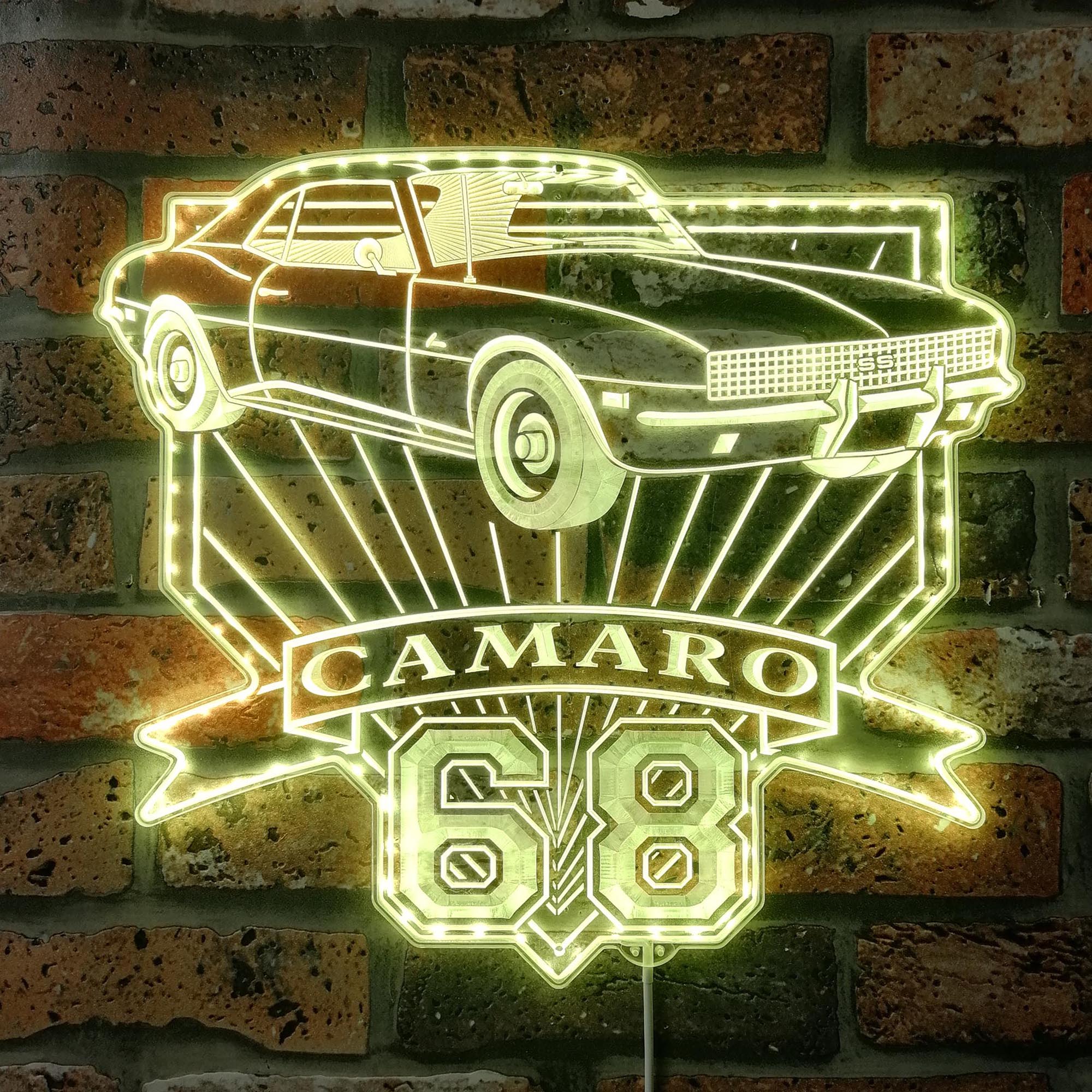 Chevrolet camaro 1968 Dynamic RGB Edge Lit LED Sign