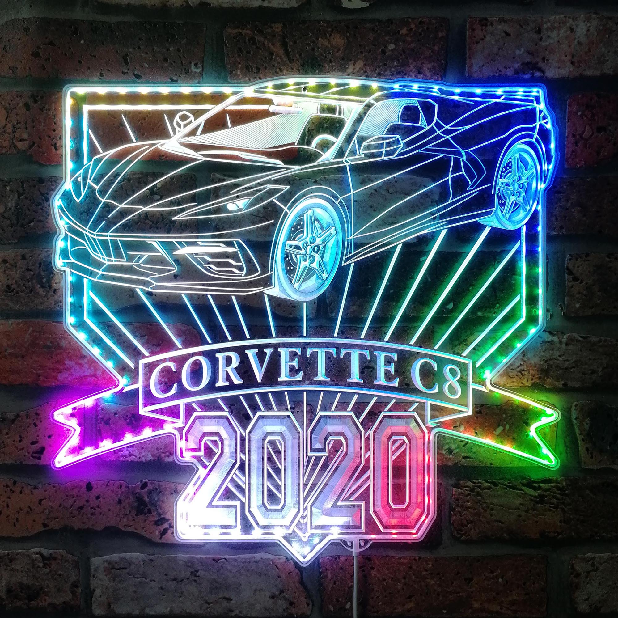 Chevrolet corvette c8 2020 stingray Dynamic RGB Edge Lit LED Sign