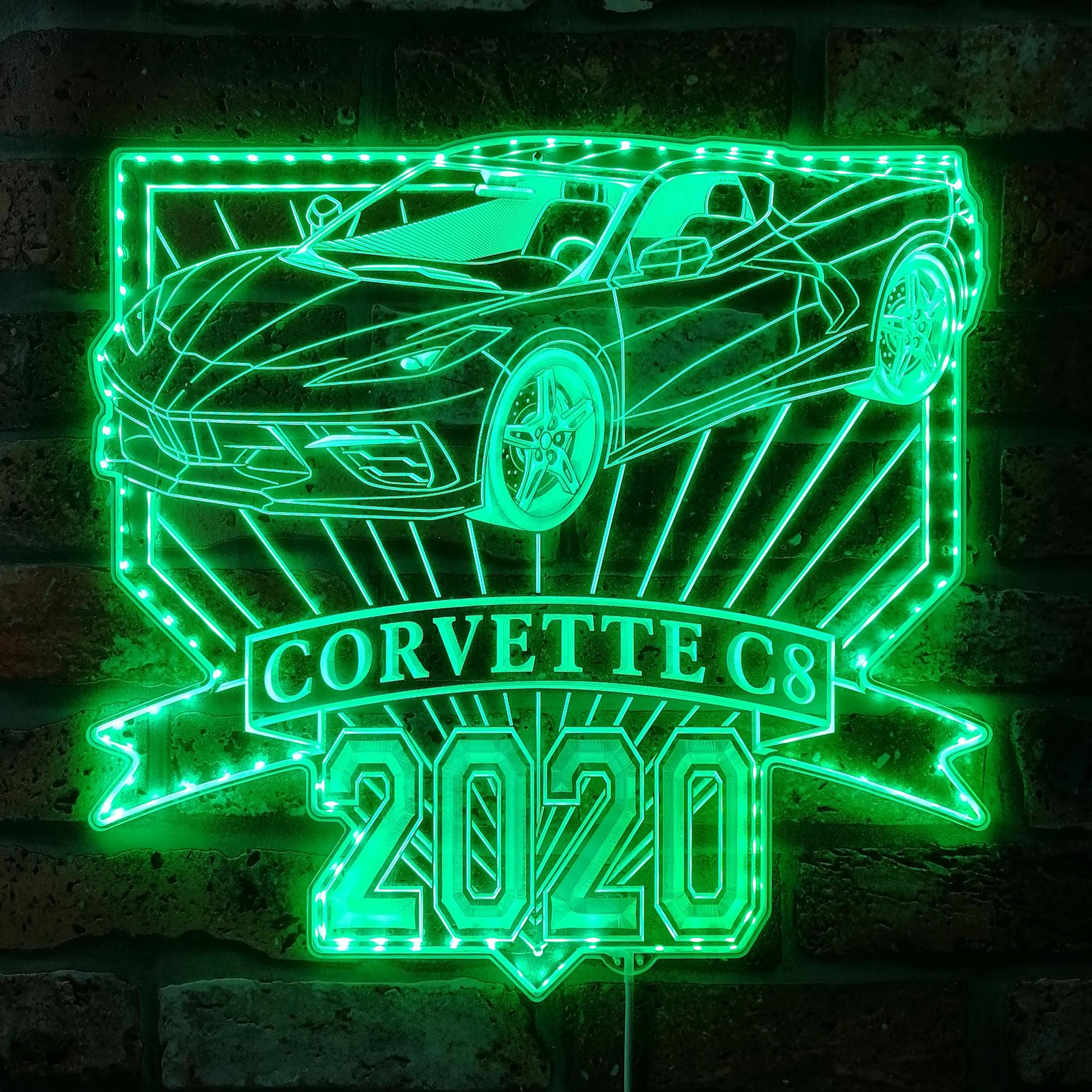 Chevrolet corvette c8 2020 stingray Dynamic RGB Edge Lit LED Sign