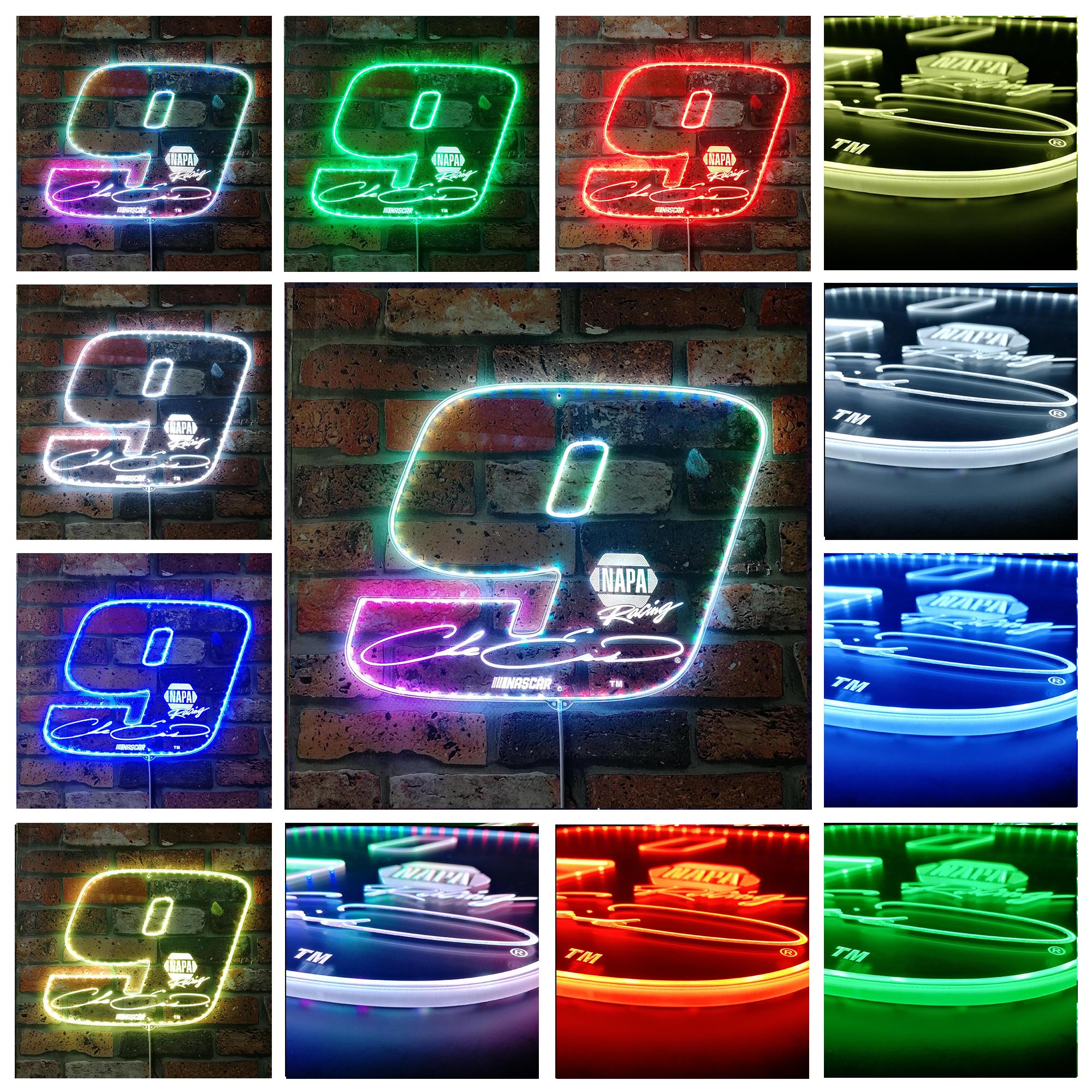 Chase Elliott #9 Large Number Dynamic RGB Edge Lit LED Sign