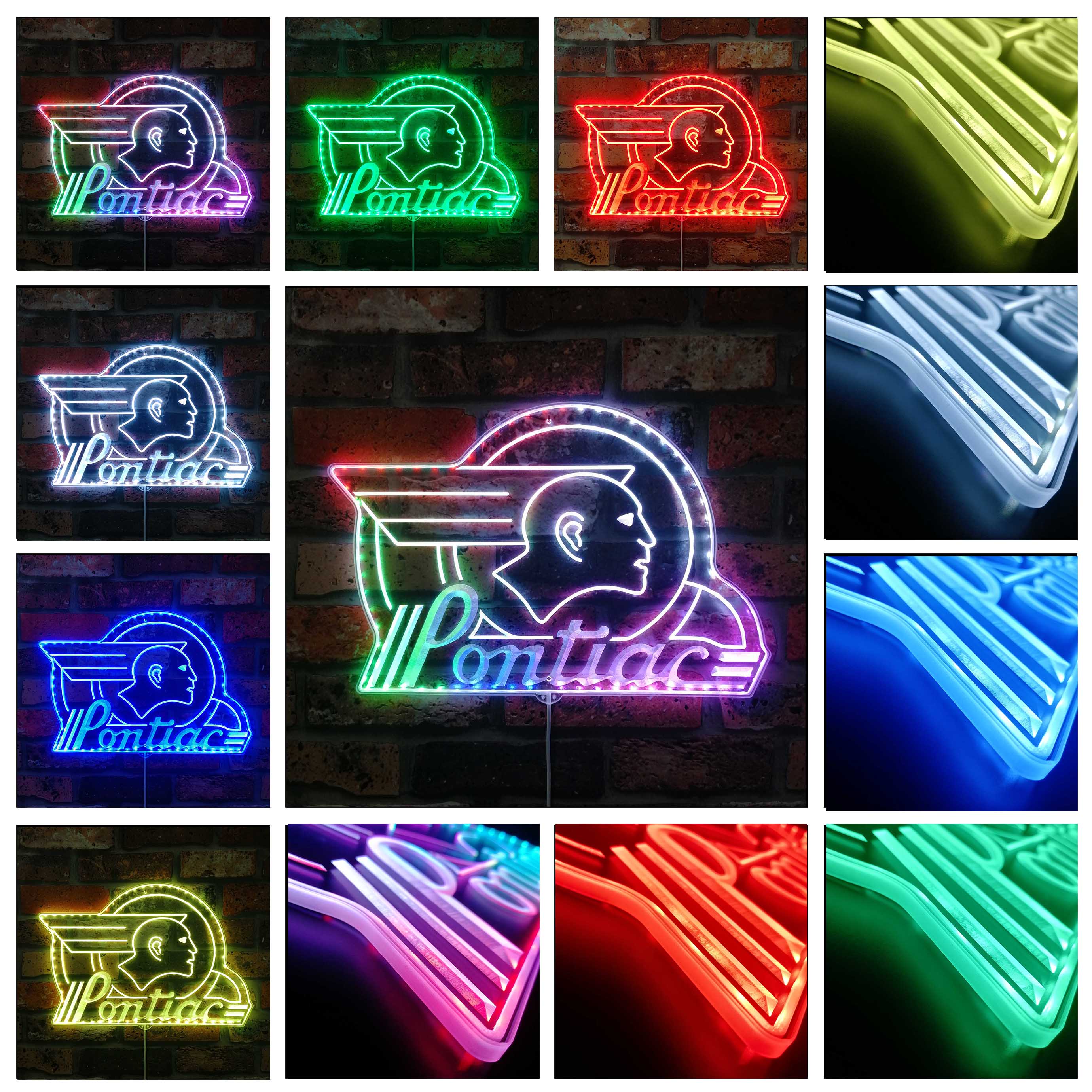 Pontiac Vintage 50s Dynamic RGB Edge Lit LED Sign