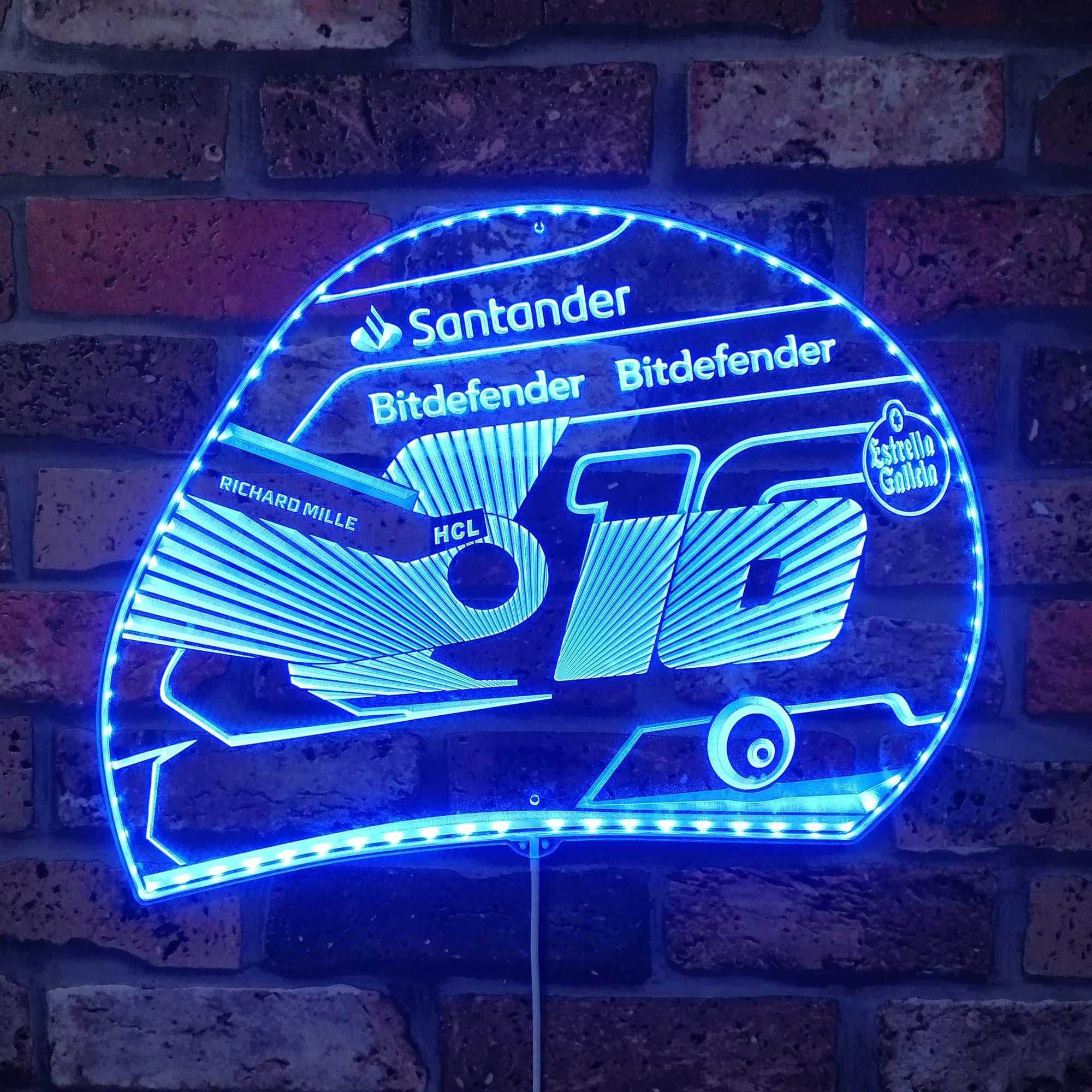 Charles Leclerc F1 Helmet Dynamic RGB Edge Lit LED Sign