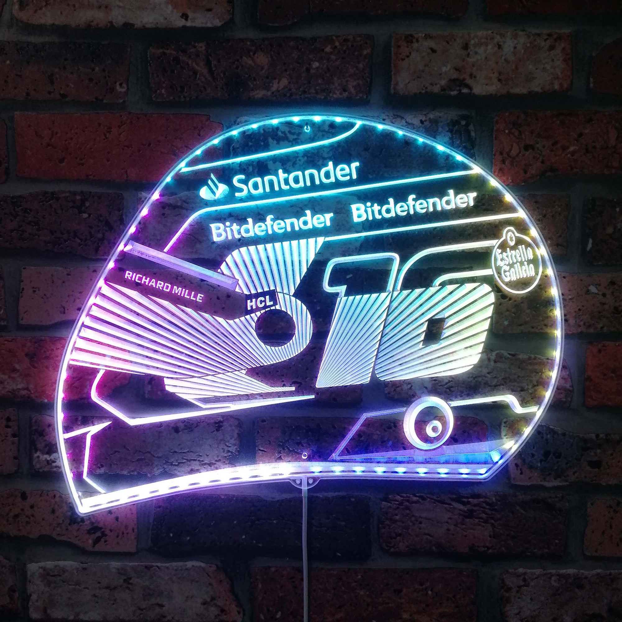 Charles Leclerc F1 Helmet Dynamic RGB Edge Lit LED Sign