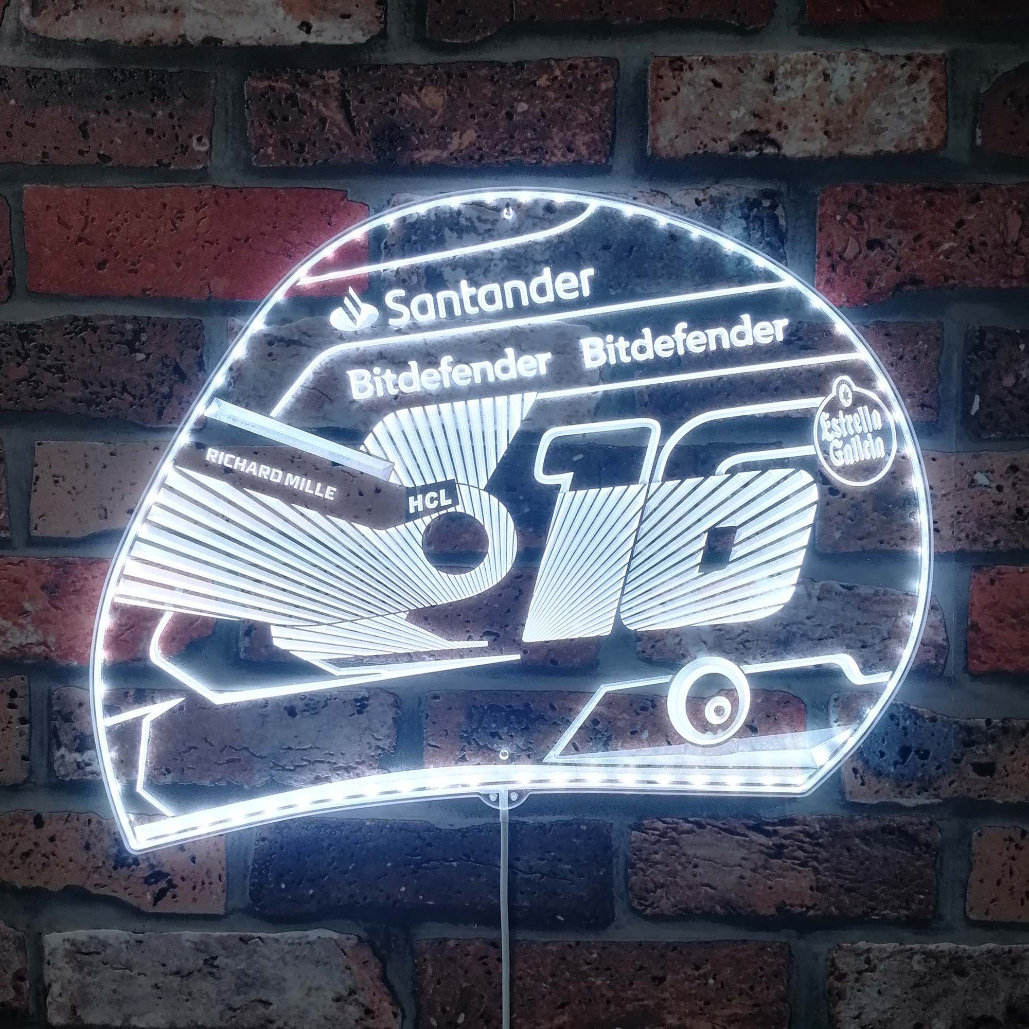 Charles Leclerc F1 Helmet Dynamic RGB Edge Lit LED Sign