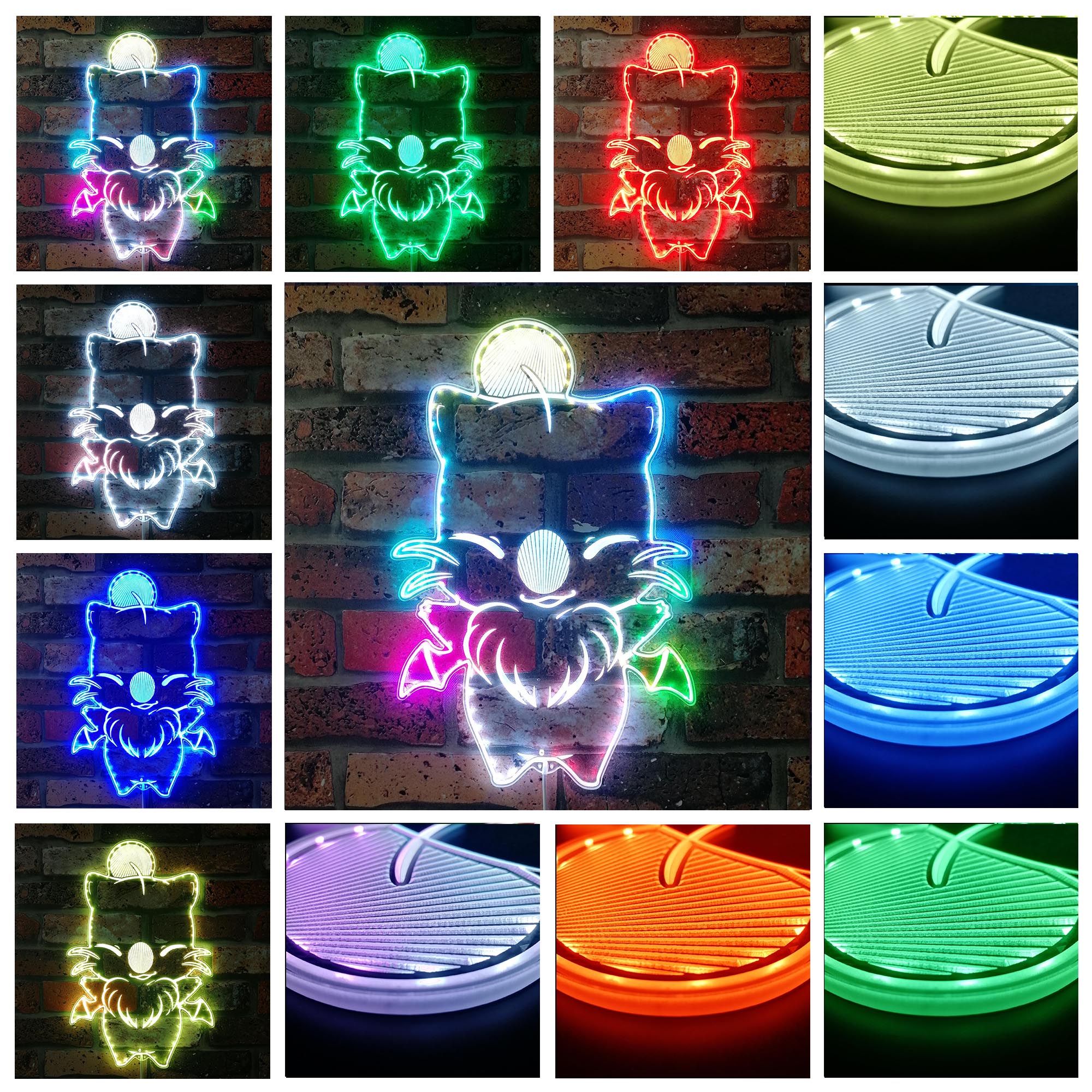 Moogle Kawaii Final Fantasy 7 Dynamic RGB Edge Lit LED Sign