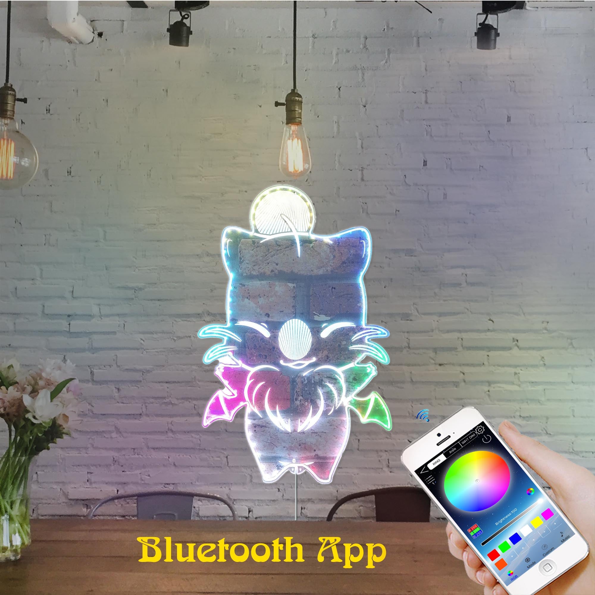 Moogle Kawaii Final Fantasy 7 Dynamic RGB Edge Lit LED Sign