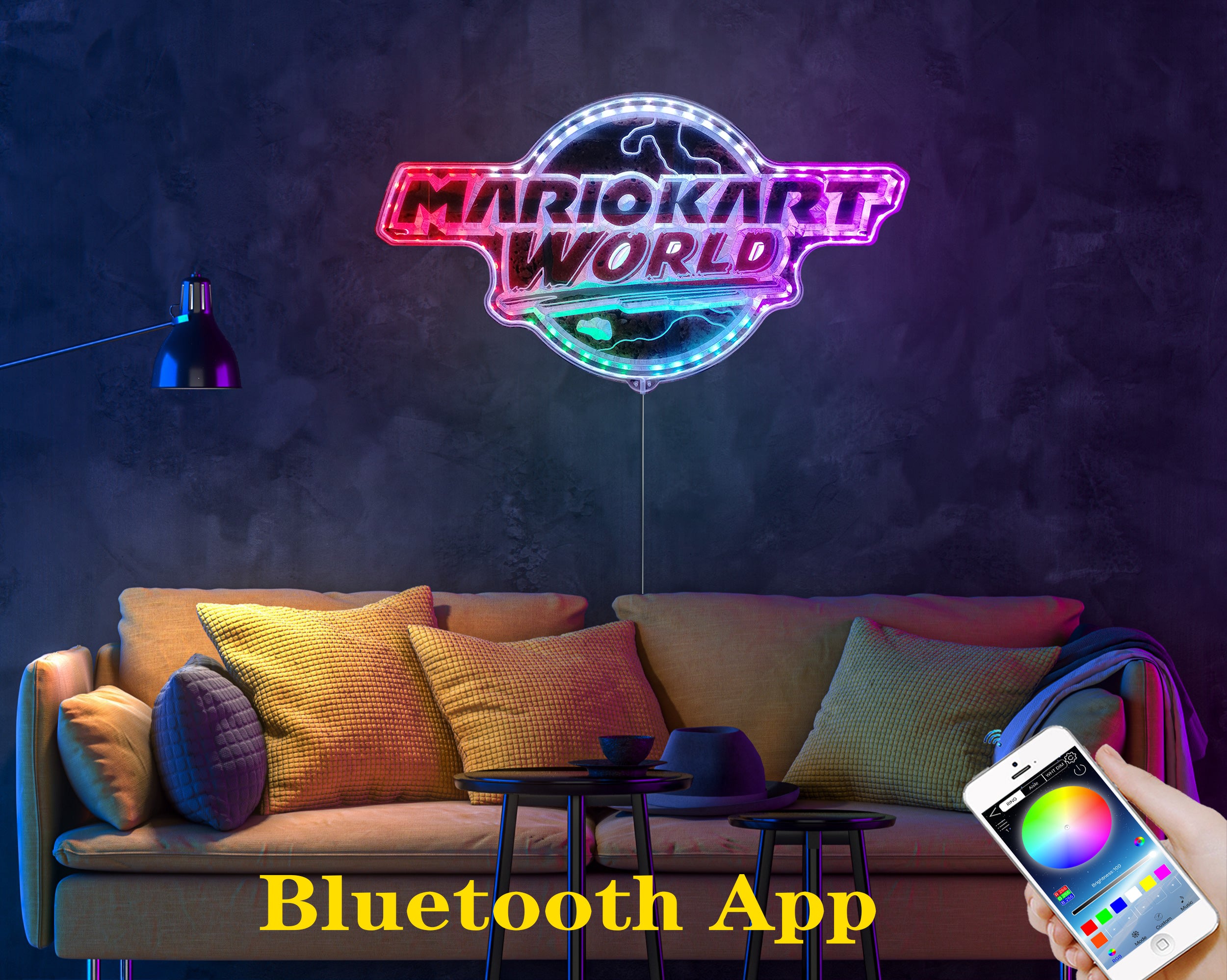 Mariokart World Neon LED Sign with Dynamic RGB Colors