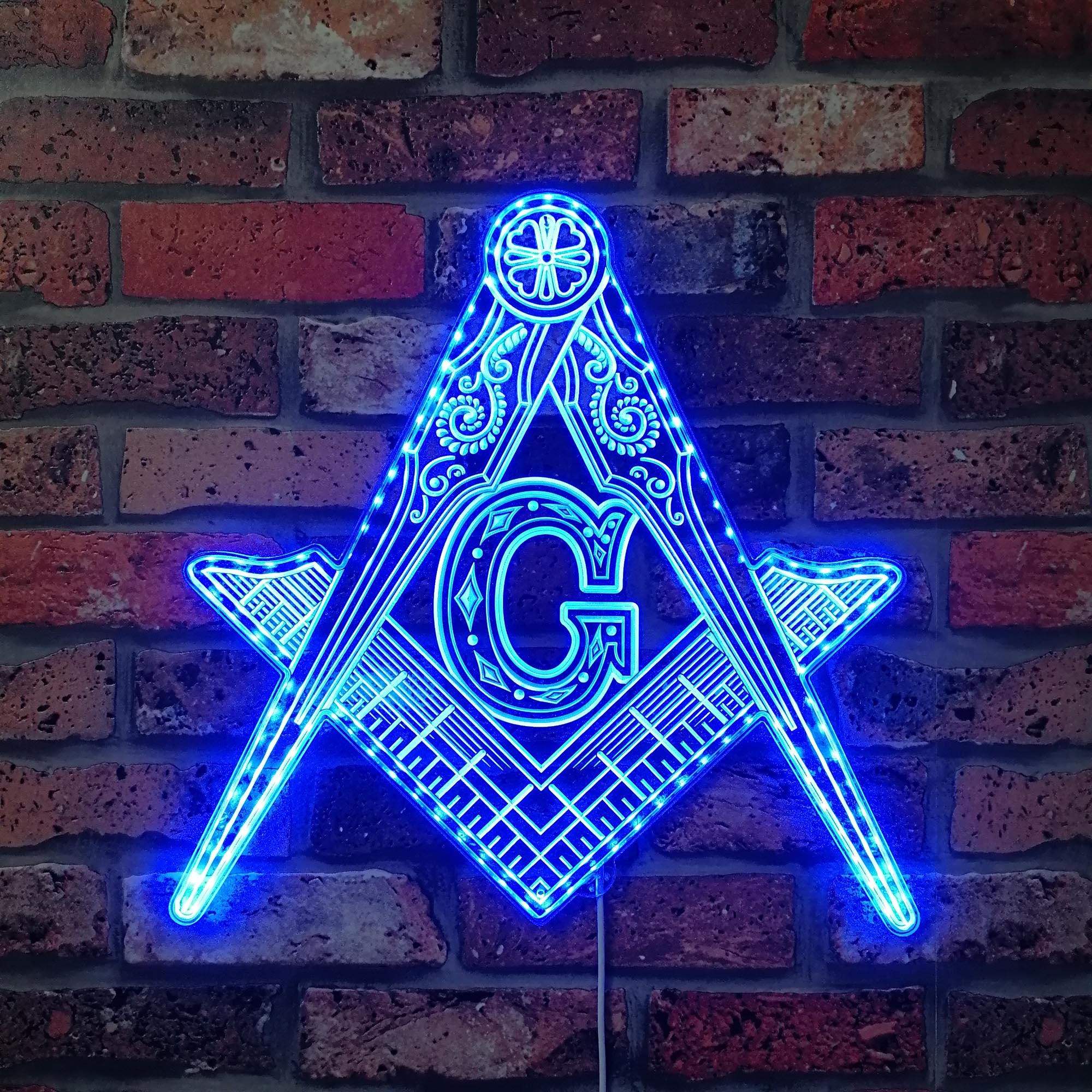 Freemason Logo, masonic Dynamic RGB Edge Lit LED Sign