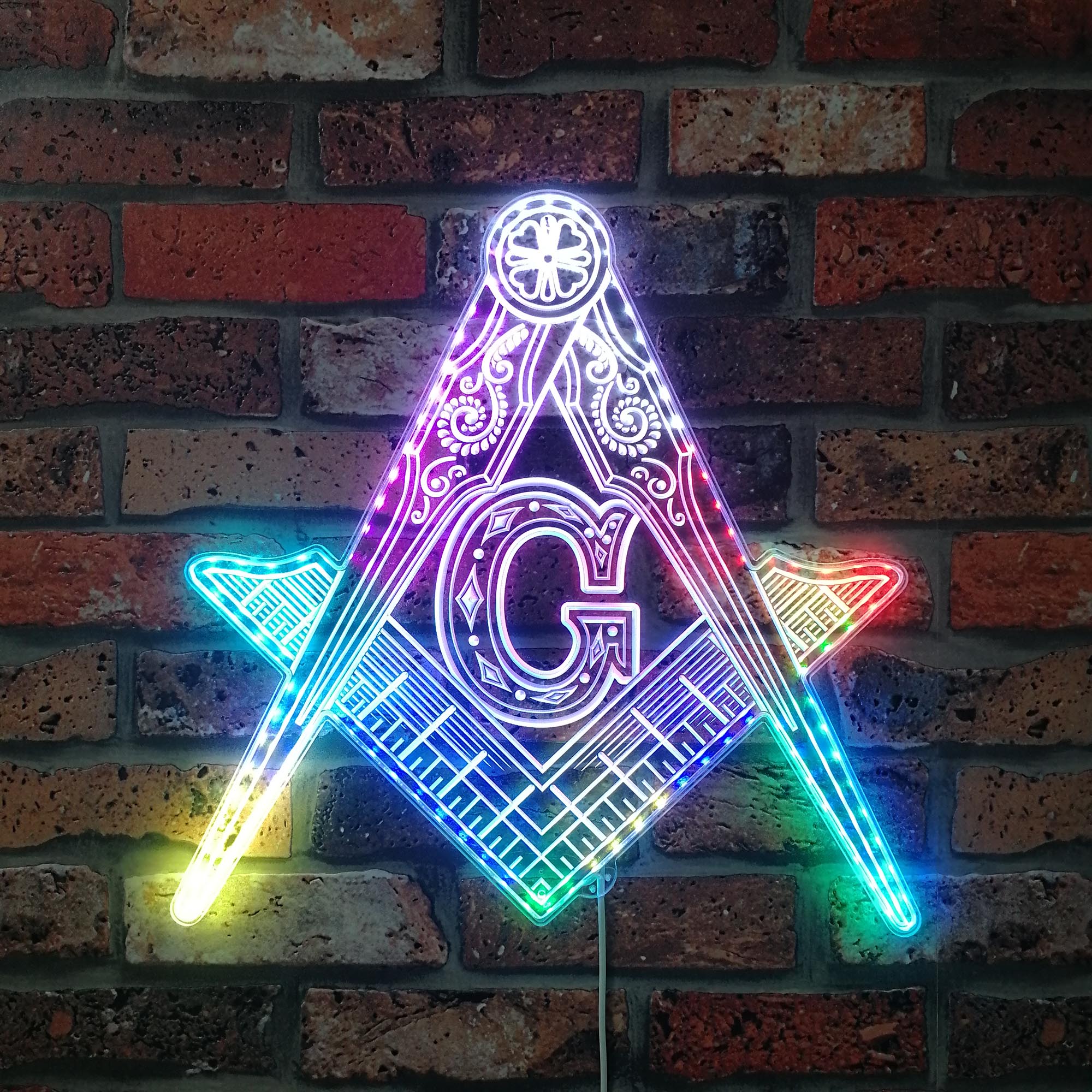 Freemason Logo, masonic Dynamic RGB Edge Lit LED Sign