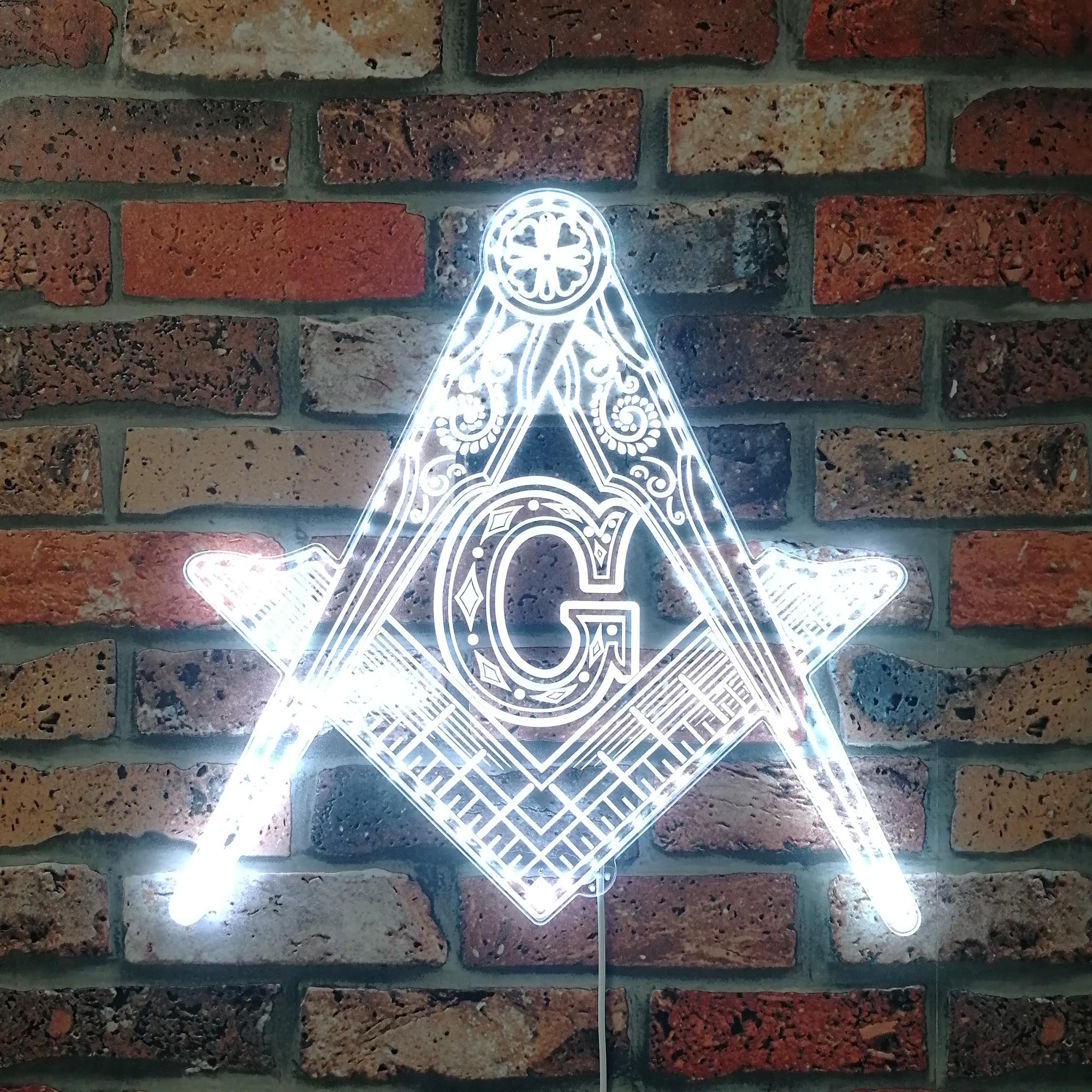 Freemason Logo, masonic Dynamic RGB Edge Lit LED Sign