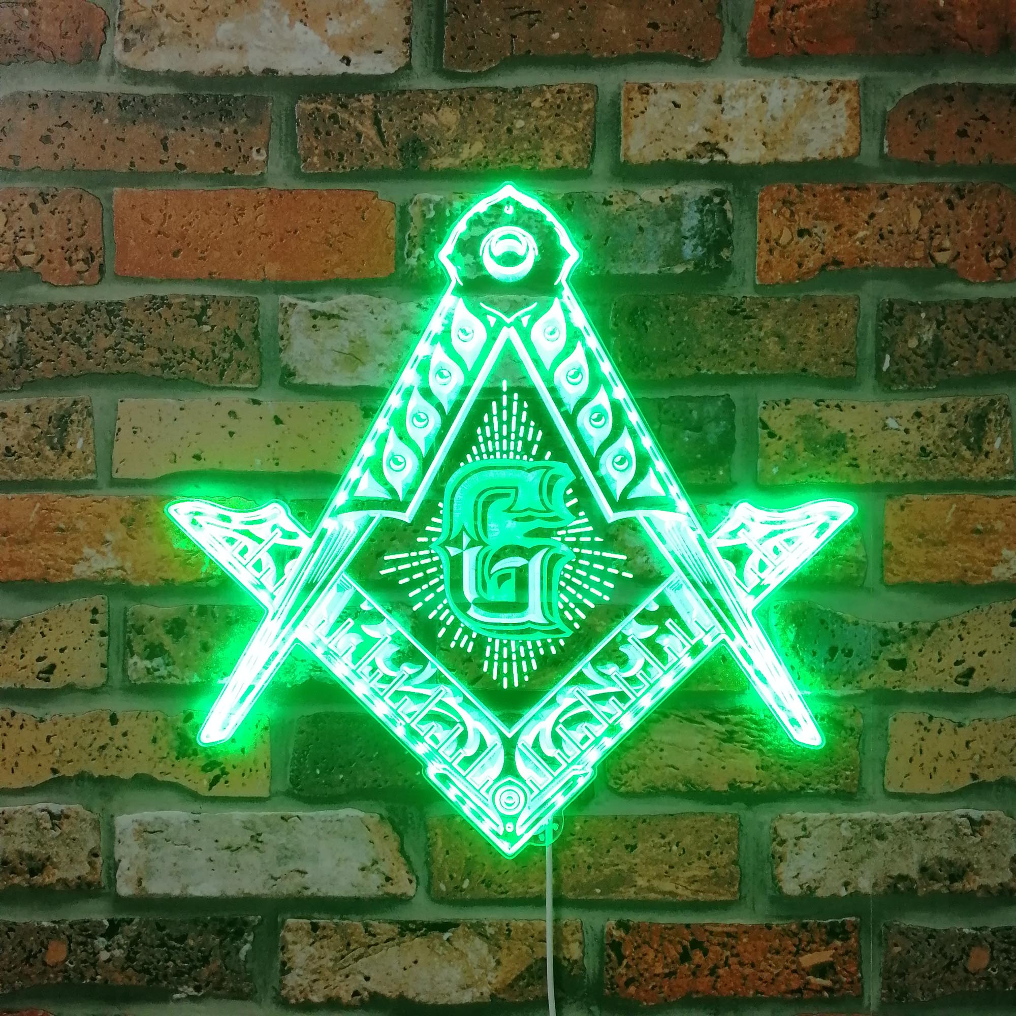 Freemason Logo, masonic Dynamic RGB Edge Lit LED Sign