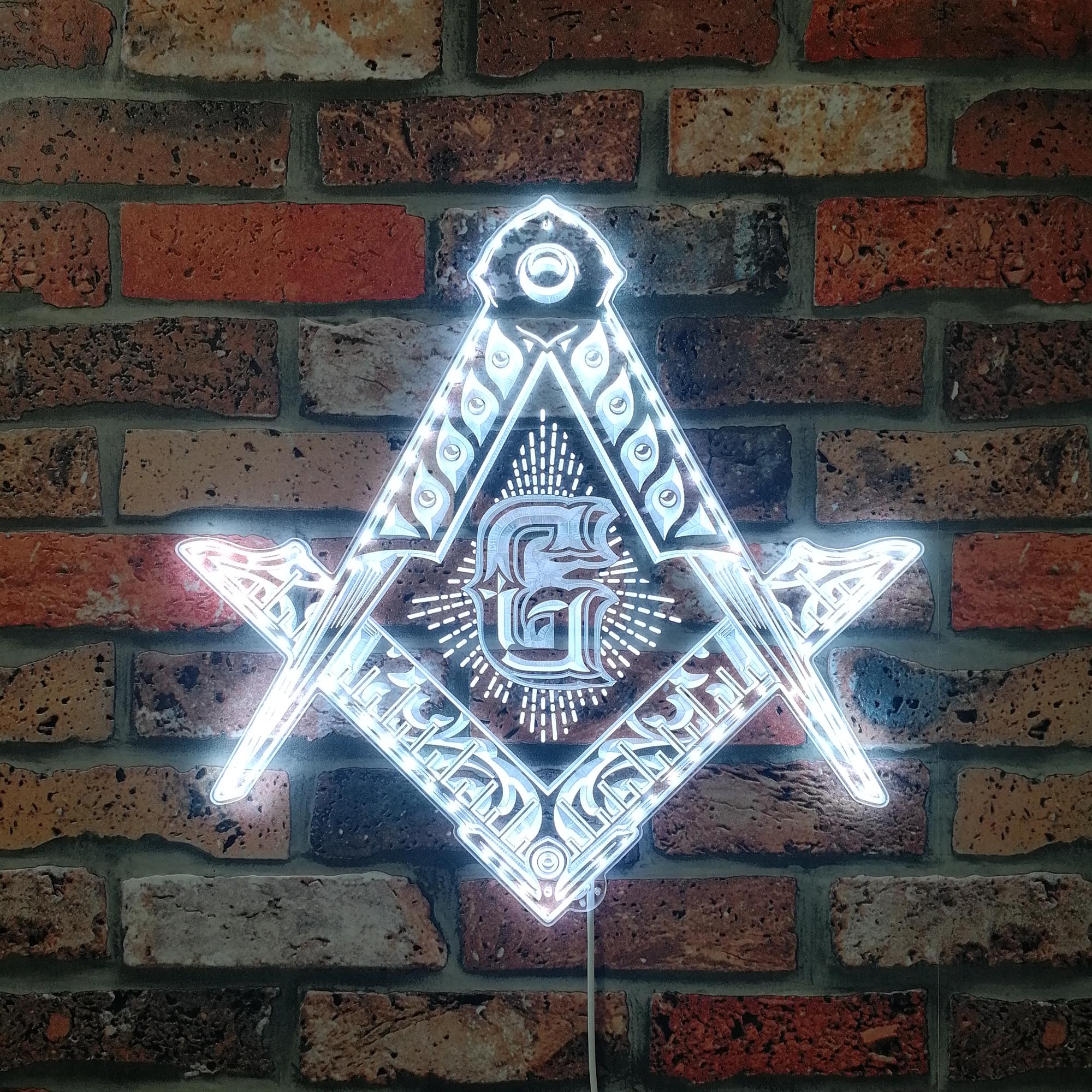 Freemason Logo, masonic Dynamic RGB Edge Lit LED Sign