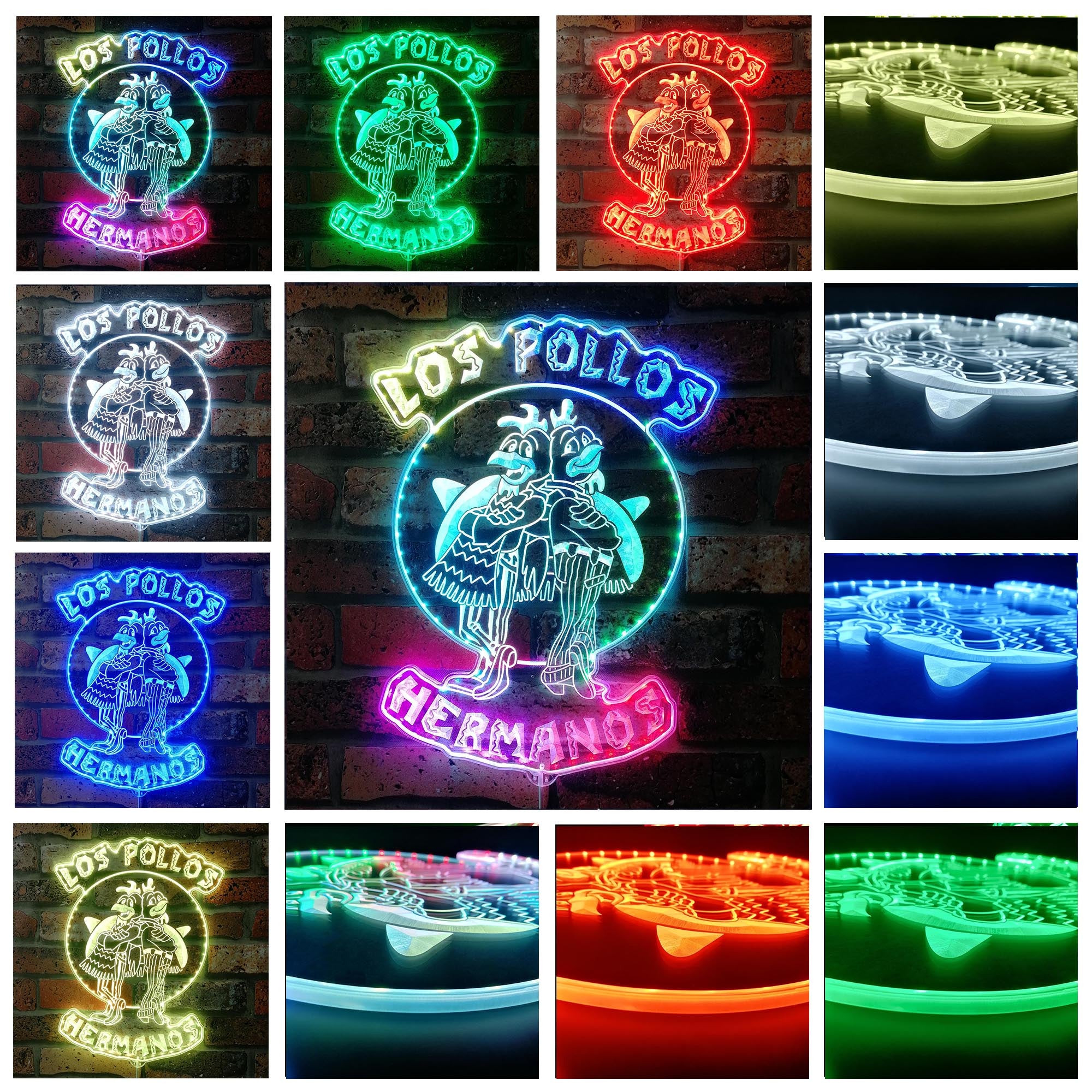 Los Pollos Hermanos Dynamic RGB Edge Lit LED Sign