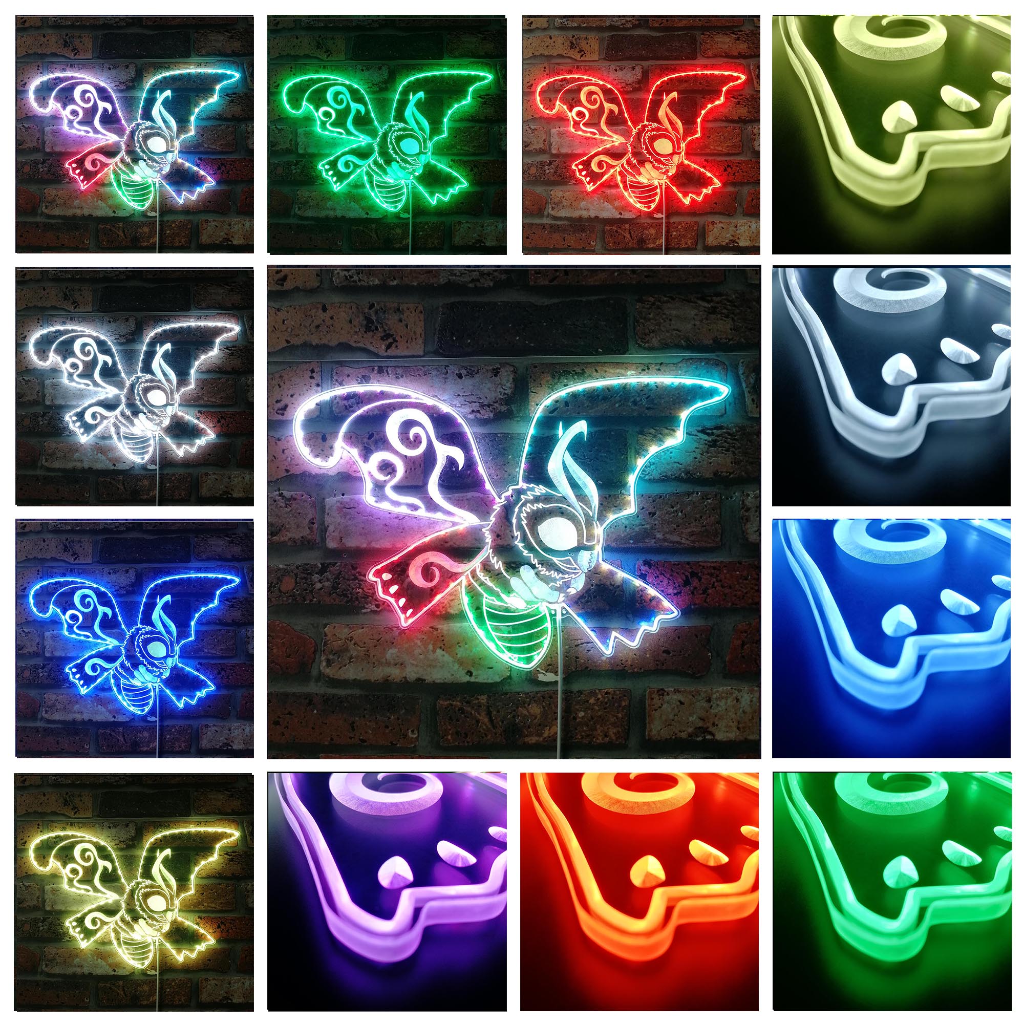 Mothra Godzilla Dynamic RGB Edge Lit LED Sign